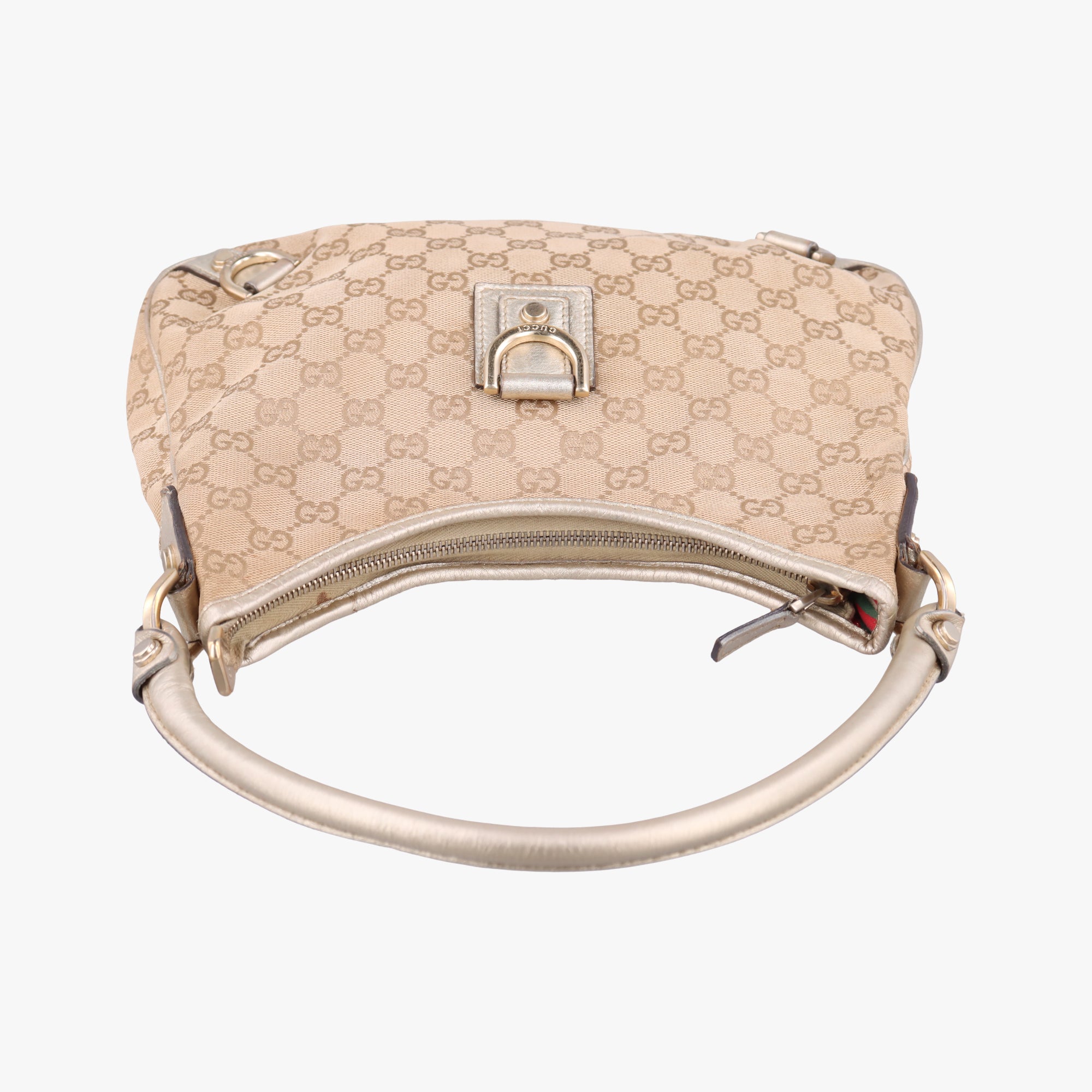 Vintage Gucci GG Abbey Beige×golden GG Canvas×Leather 130738 shoulderbag | stylenewstar