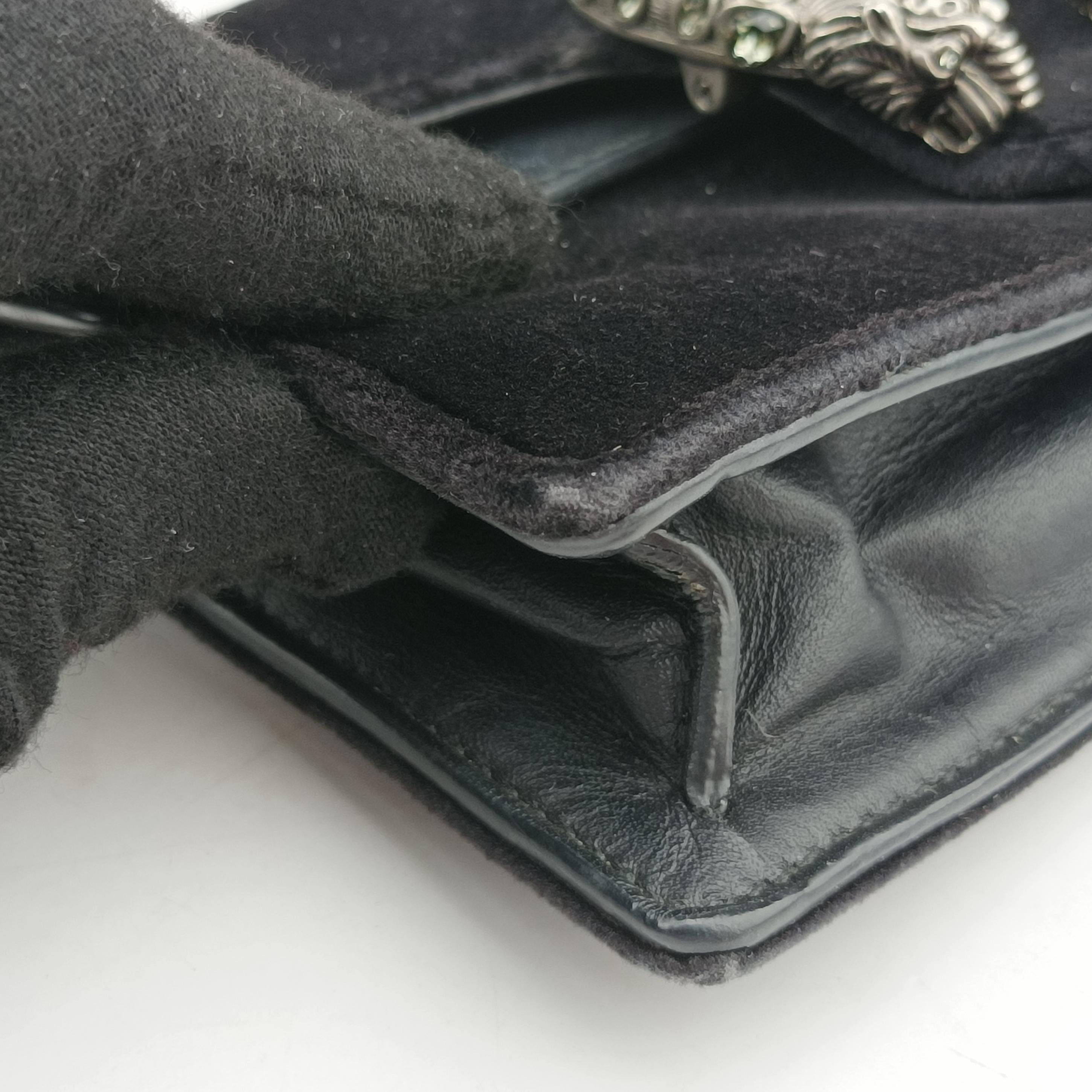 Pre-owned Gucci Dionysus Black velour 476432 shoulderbag | stylenewstar