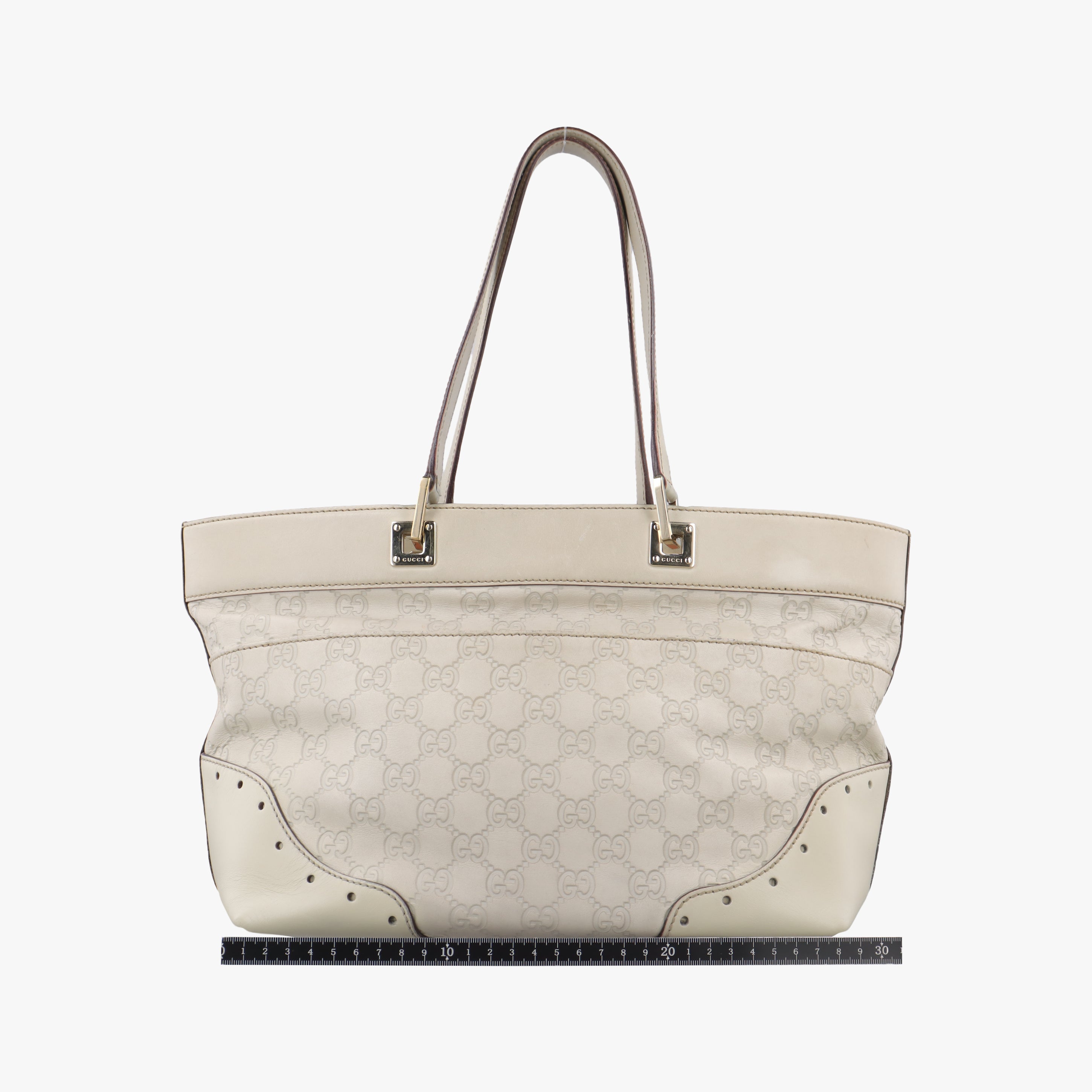 Vintage Gucci logo plate White Leather 145993 shoulderbag | stylenewstar