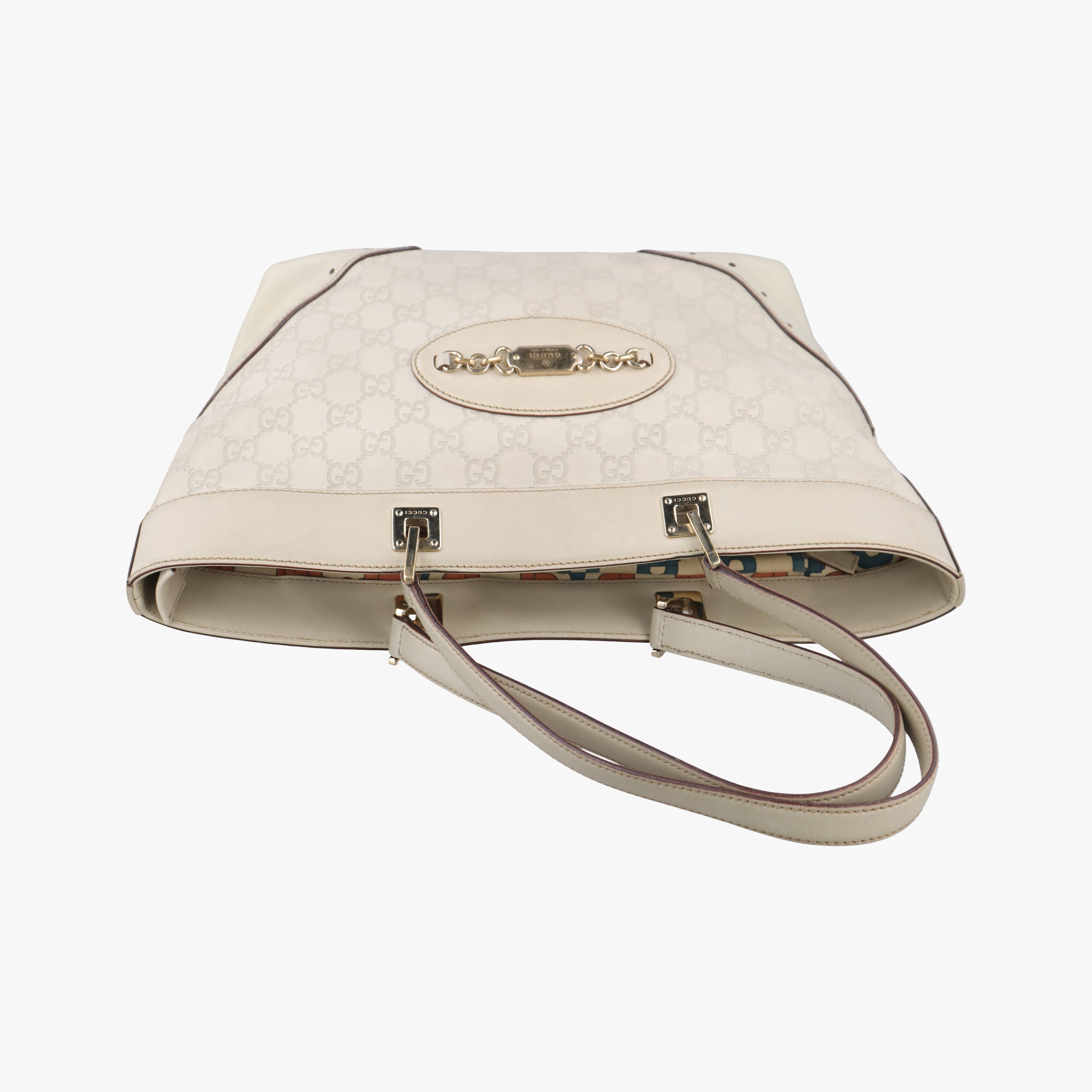 Vintage Gucci logo plate White Leather 145993 shoulderbag | stylenewstar