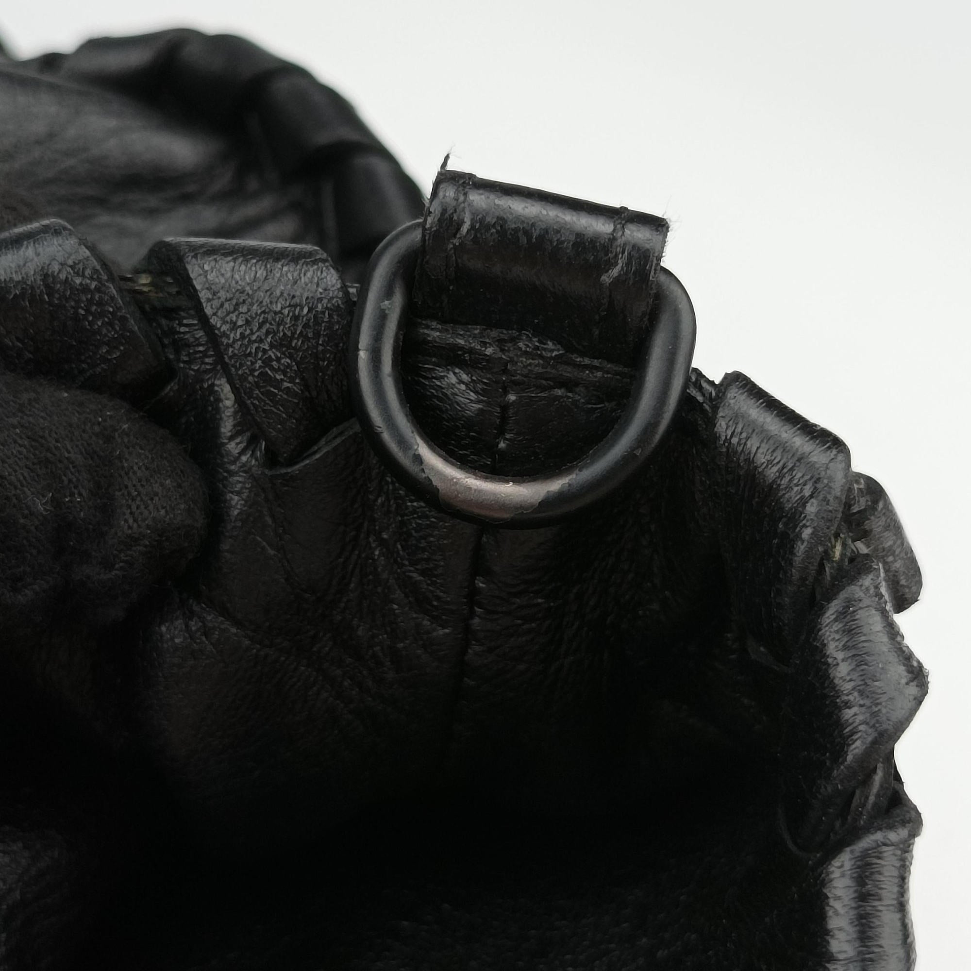Pre-owned Bottega Veneta Intrecciato Black lambskin  shoulderbag | stylenewstar