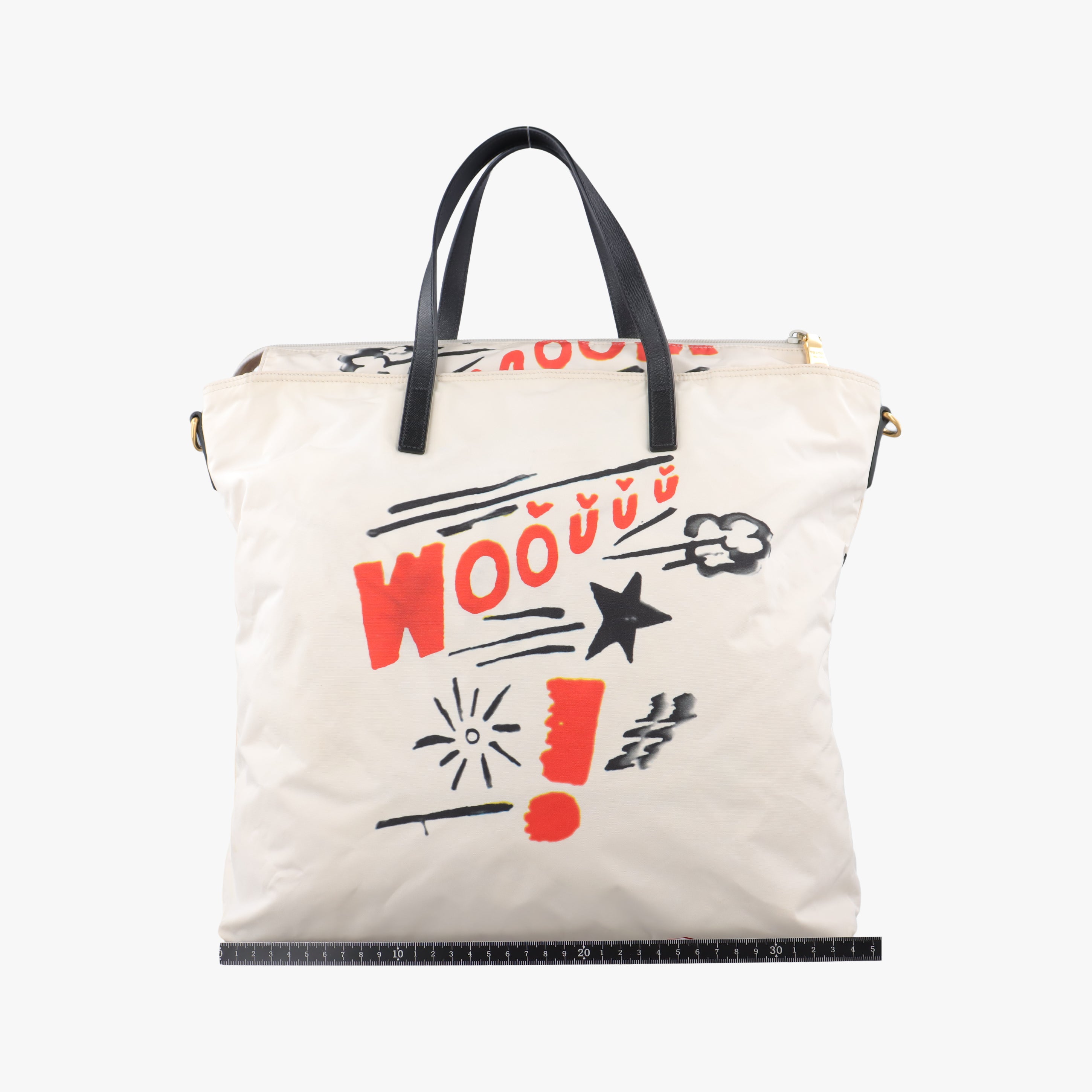Pre-owned Prada Tessuto Stampato White x Black x Orange nylon  shoulderbag | stylenewstar
