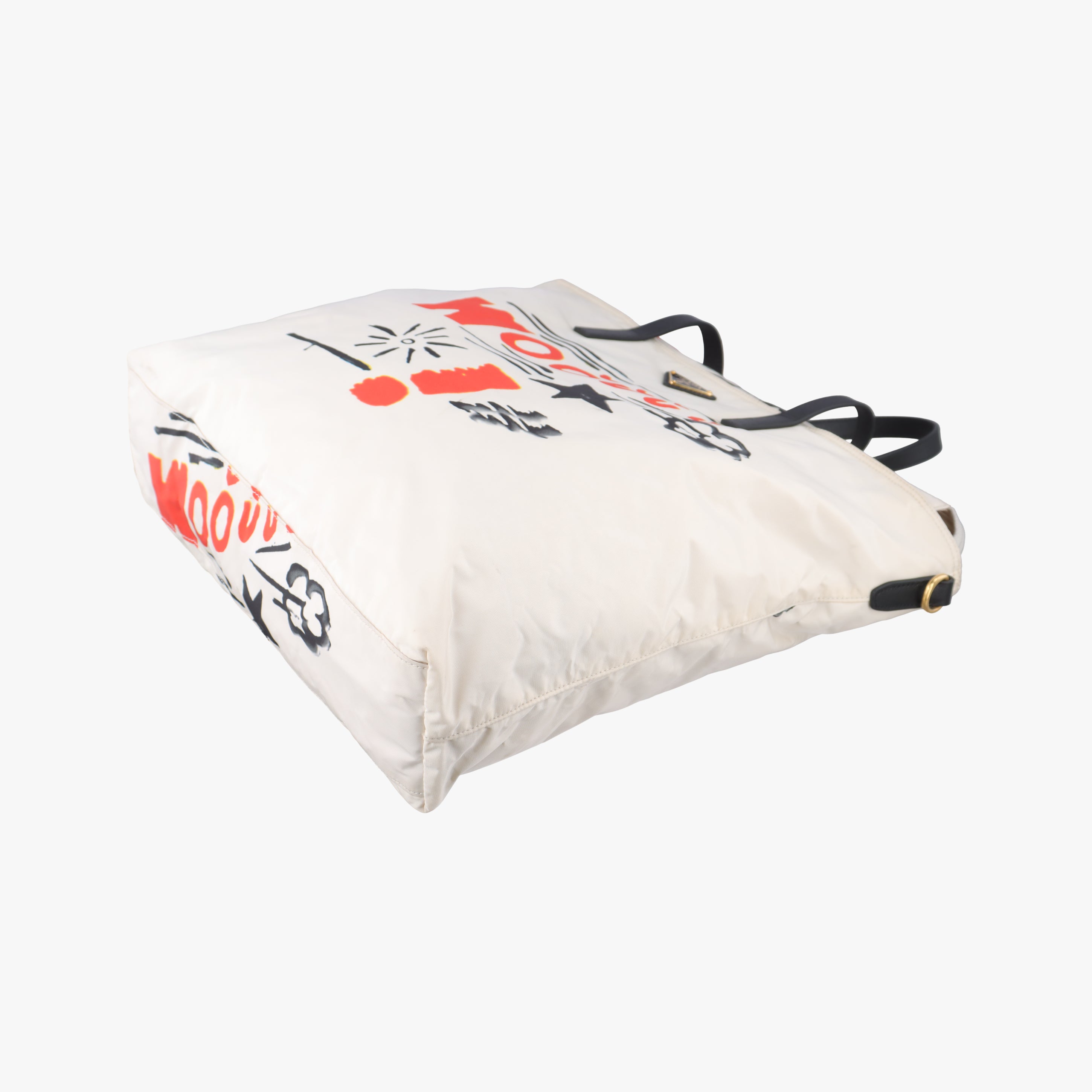 Pre-owned Prada Tessuto Stampato White x Black x Orange nylon  shoulderbag | stylenewstar