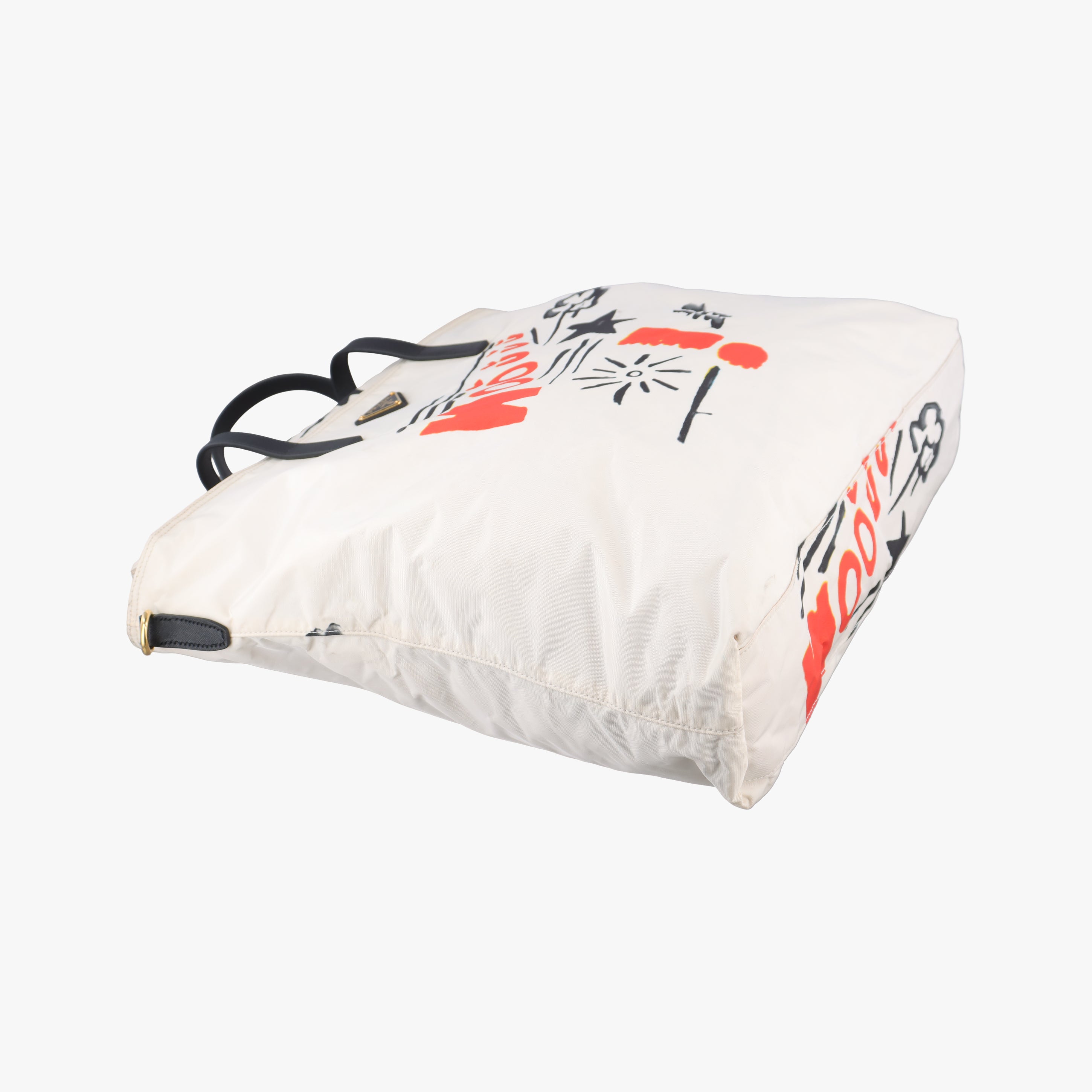 Pre-owned Prada Tessuto Stampato White x Black x Orange nylon  shoulderbag | stylenewstar