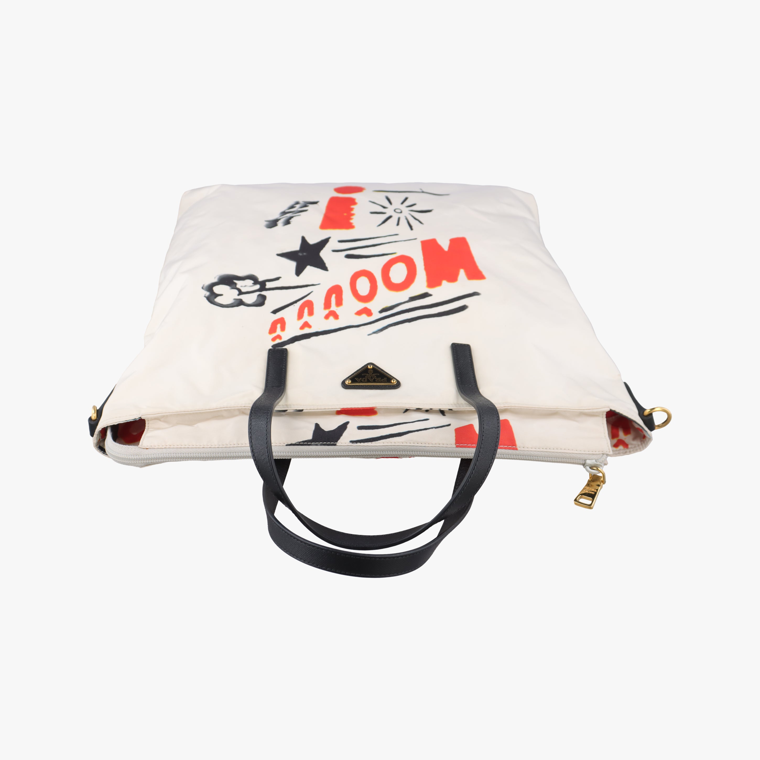 Pre-owned Prada Tessuto Stampato White x Black x Orange nylon  shoulderbag | stylenewstar