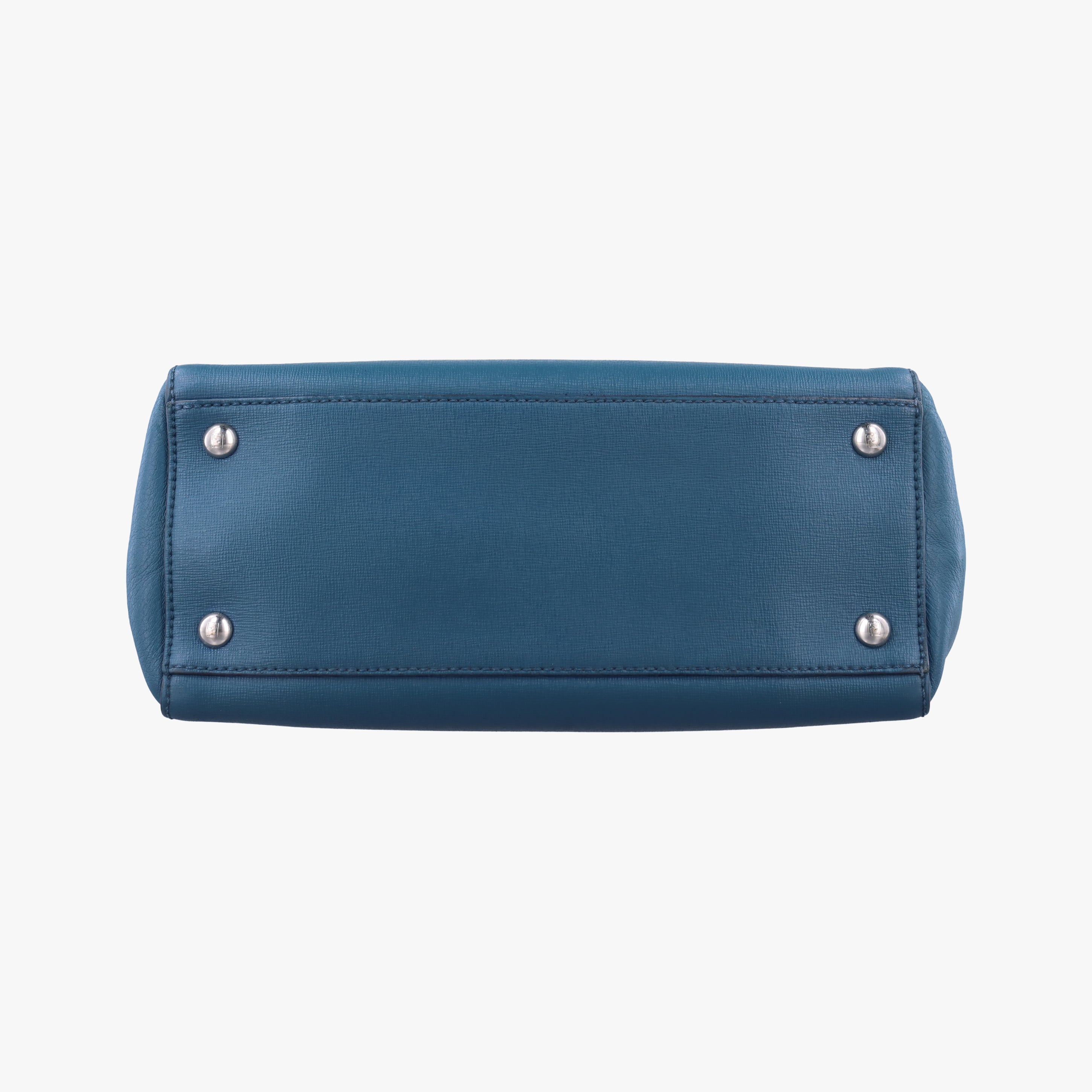 Pre-owned Fendi Petite 2 JOURS Blue Leather 8BH253 shoulderbag | stylenewstar
