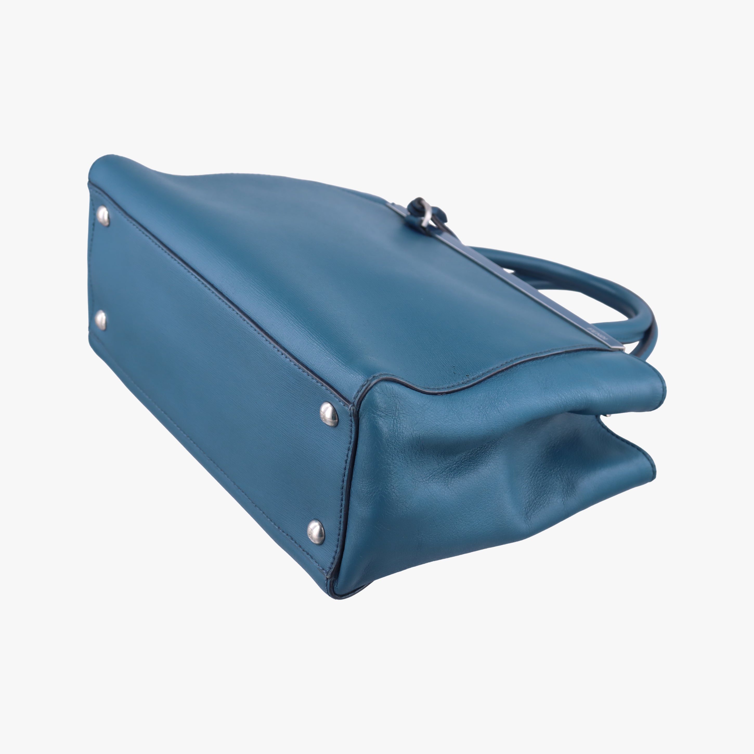Pre-owned Fendi Petite 2 JOURS Blue Leather 8BH253 shoulderbag | stylenewstar