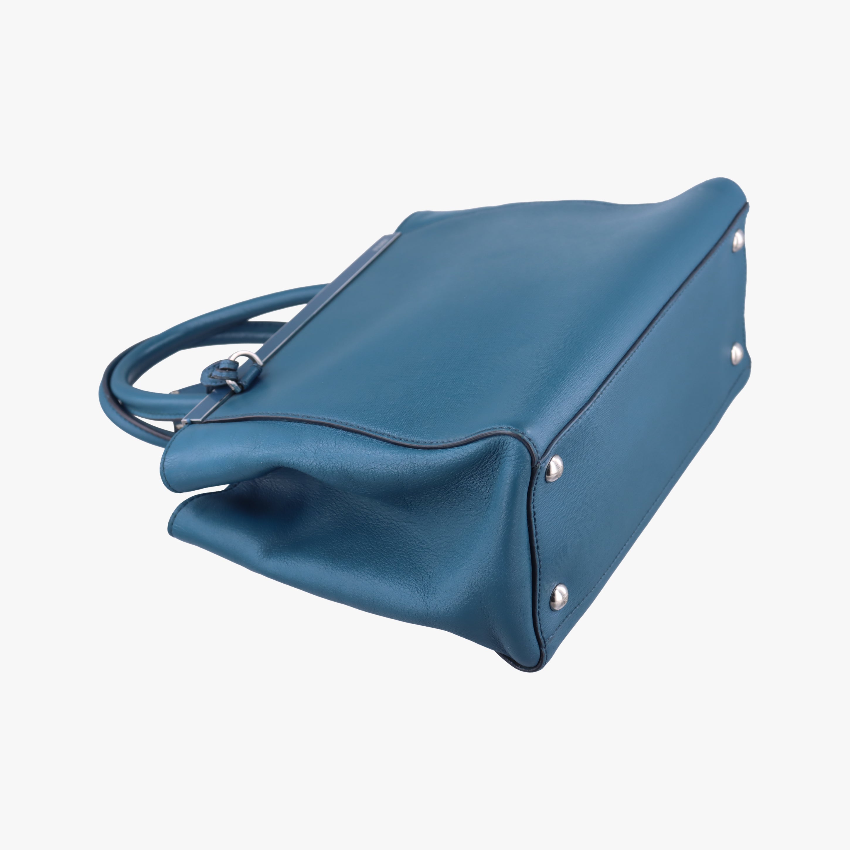 Pre-owned Fendi Petite 2 JOURS Blue Leather 8BH253 shoulderbag | stylenewstar