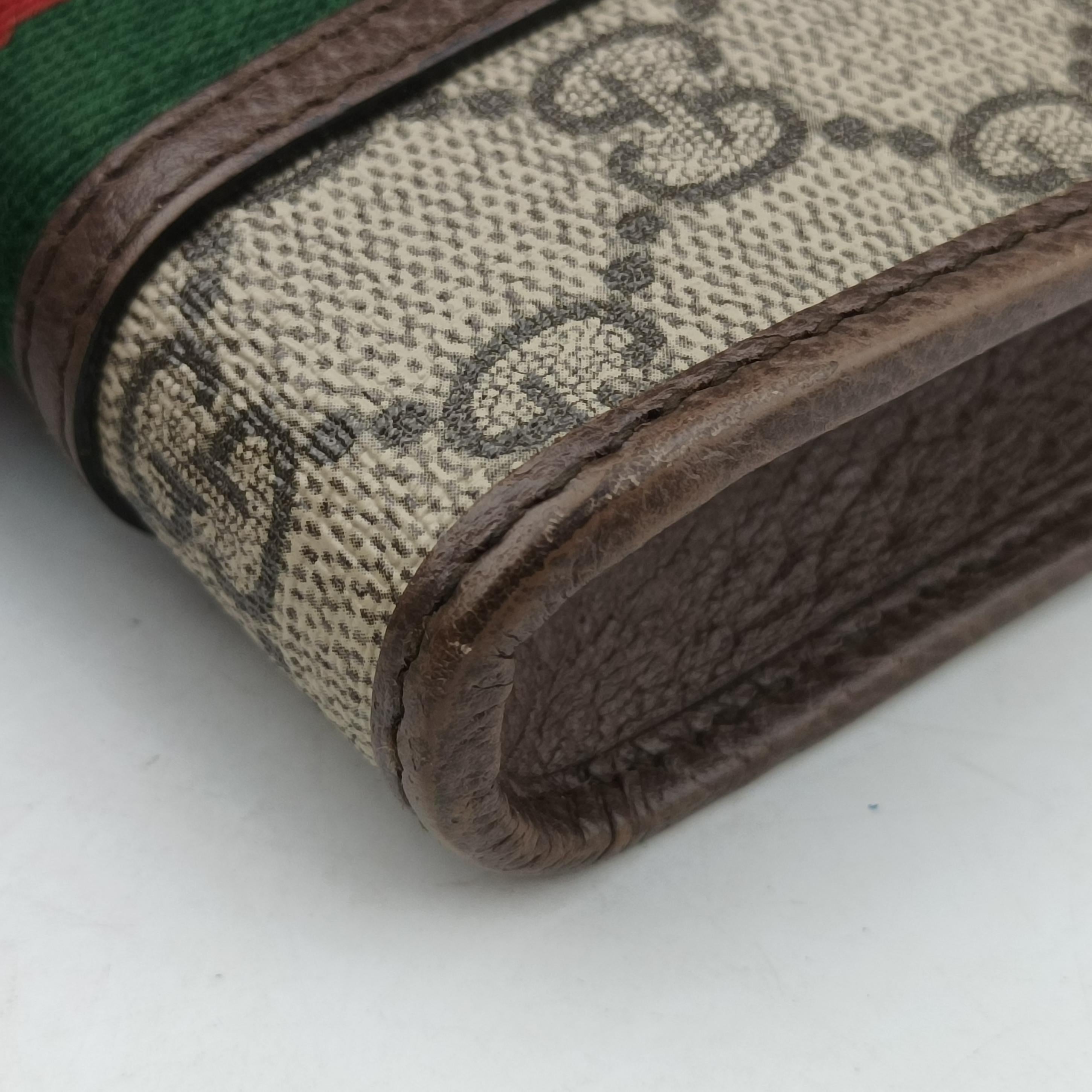 Secondhand Gucci Ophidia GG Supreme Mini Beige x Red x Green PVC coated canvas 625757 shoulderbag | stylenewstar