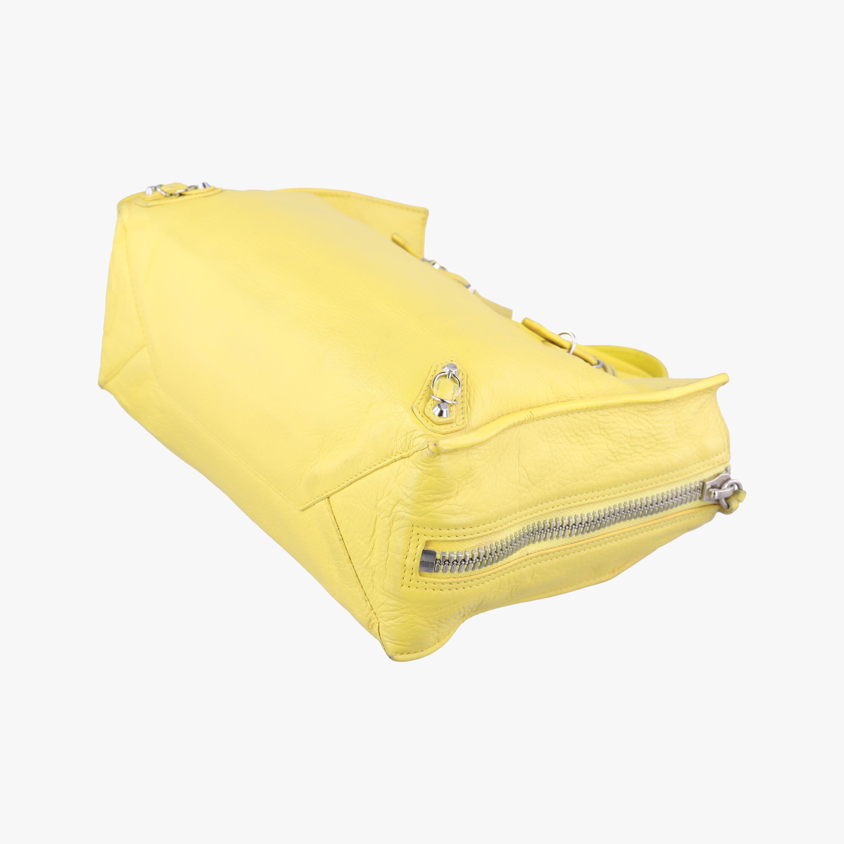 Pre-owned Balenciaga Paper A6 Zip Around Yellow Lambskin 370926 shoulderbag | stylenewstar