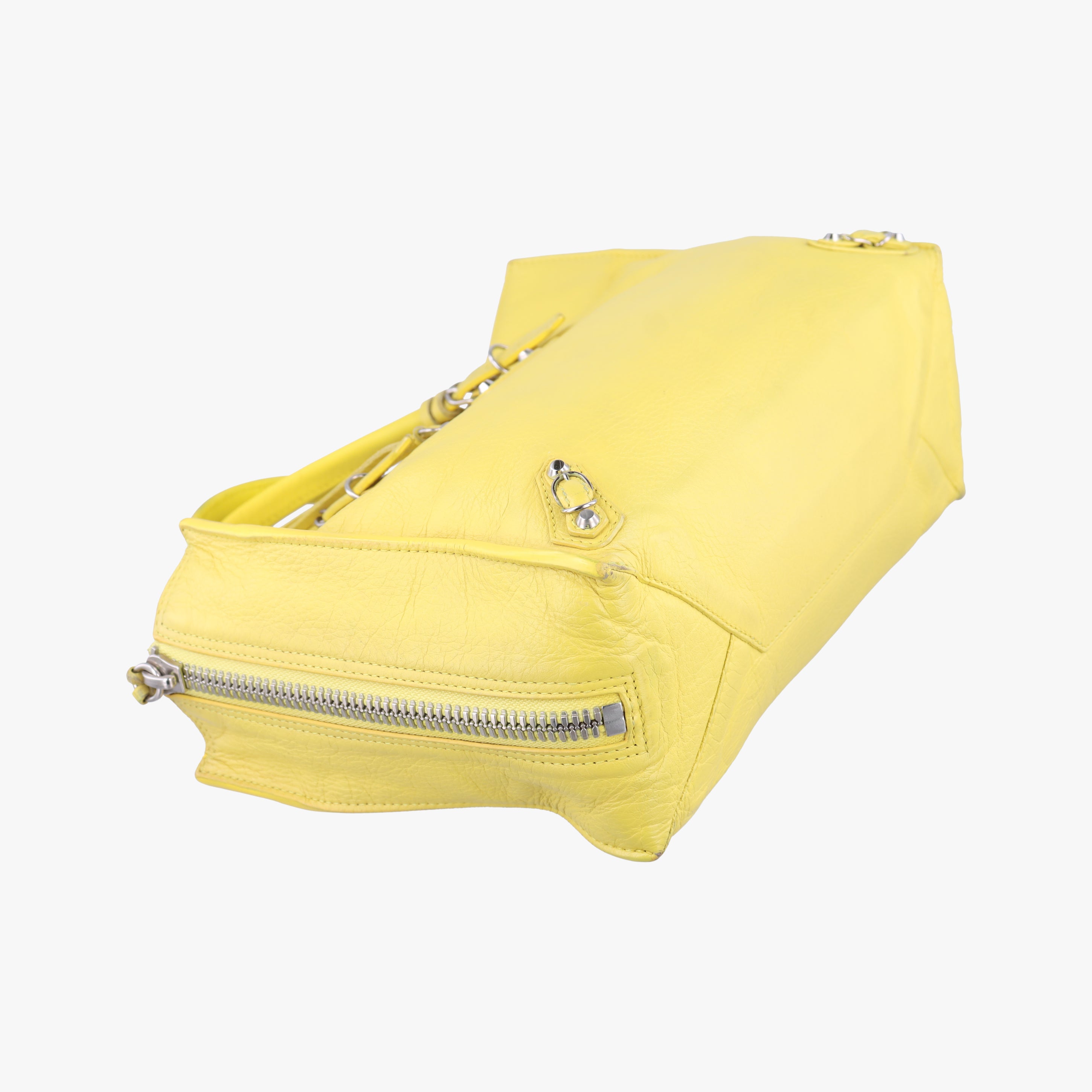 Pre-owned Balenciaga Paper A6 Zip Around Yellow Lambskin 370926 shoulderbag | stylenewstar