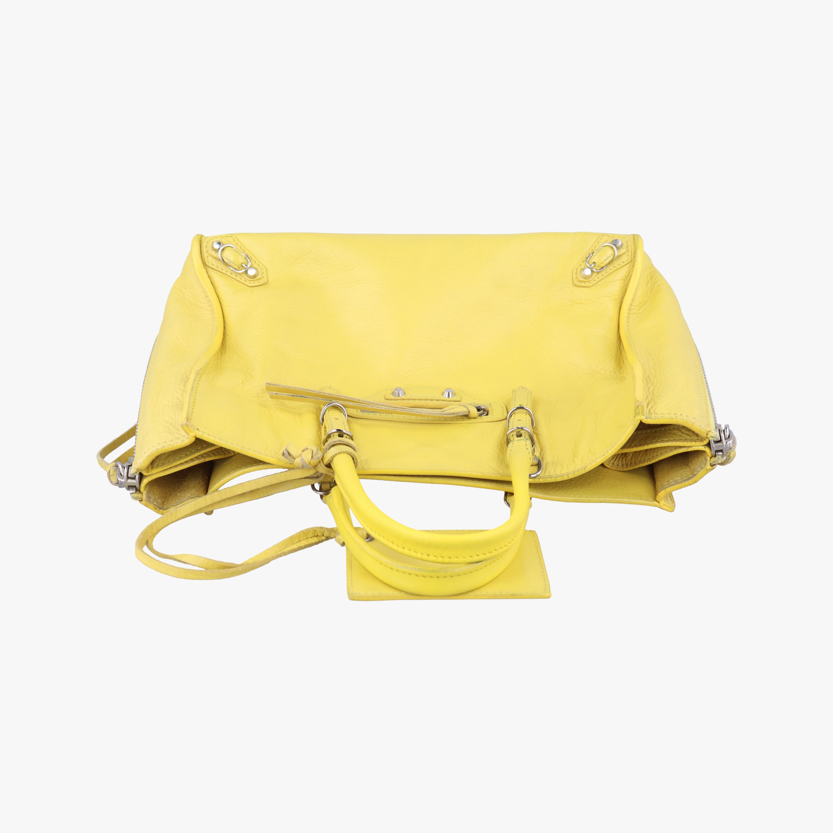 Pre-owned Balenciaga Paper A6 Zip Around Yellow Lambskin 370926 shoulderbag | stylenewstar