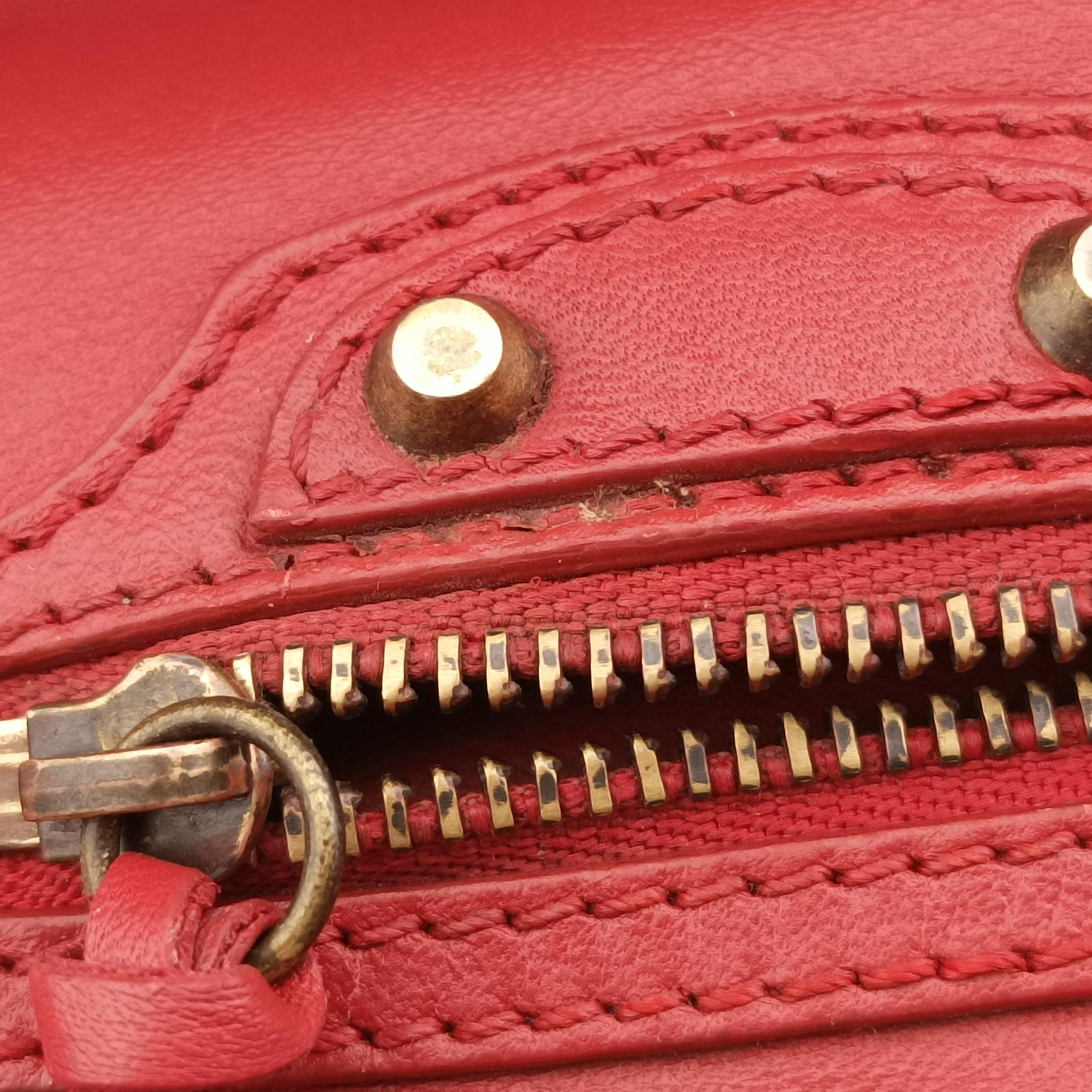 Pre-owned Balenciaga Paper Zip Around Red Leather 370926 shoulderbag | stylenewstar