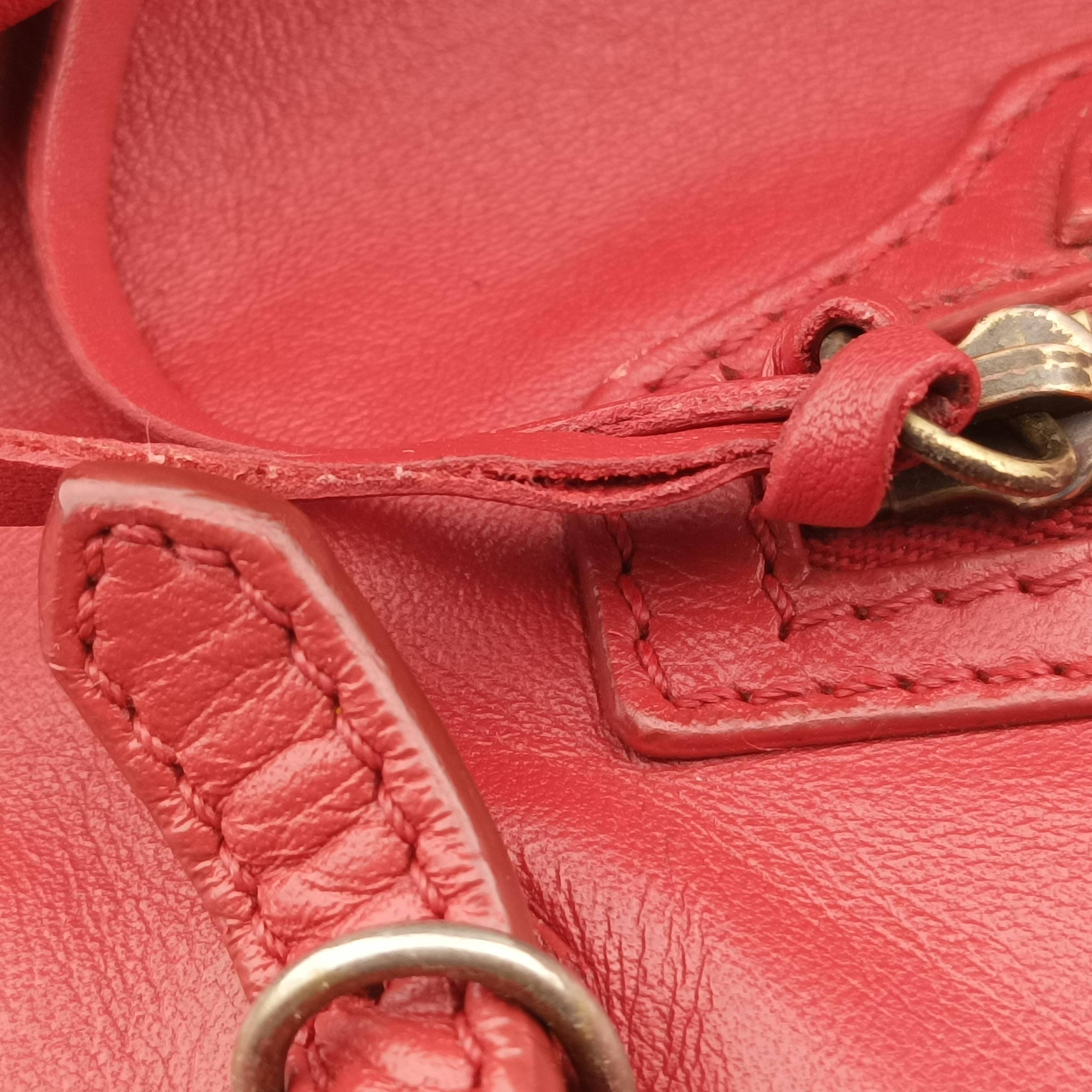 Pre-owned Balenciaga Paper Zip Around Red Leather 370926 shoulderbag | stylenewstar