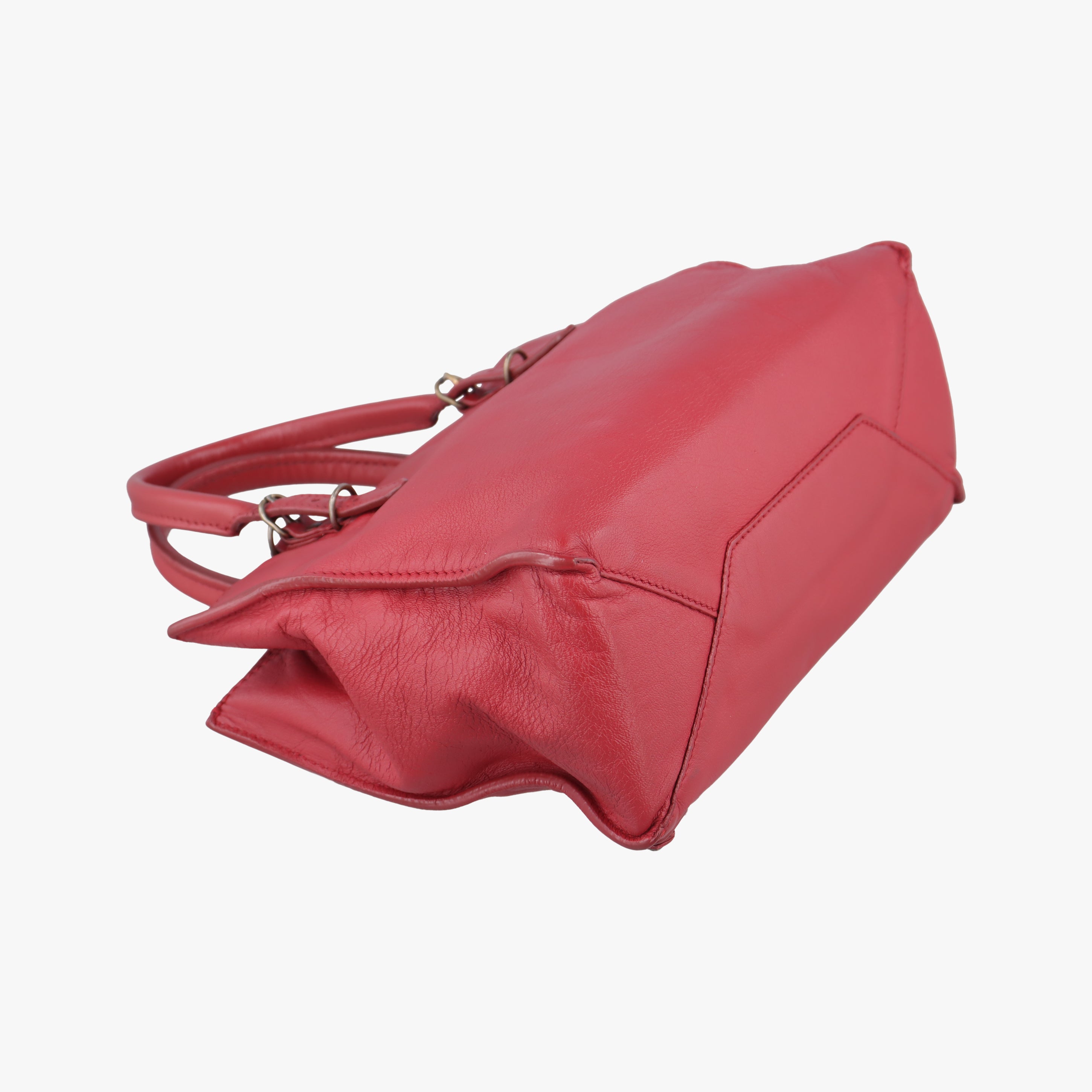 Pre-owned Balenciaga Paper Zip Around Red Leather 370926 shoulderbag | stylenewstar