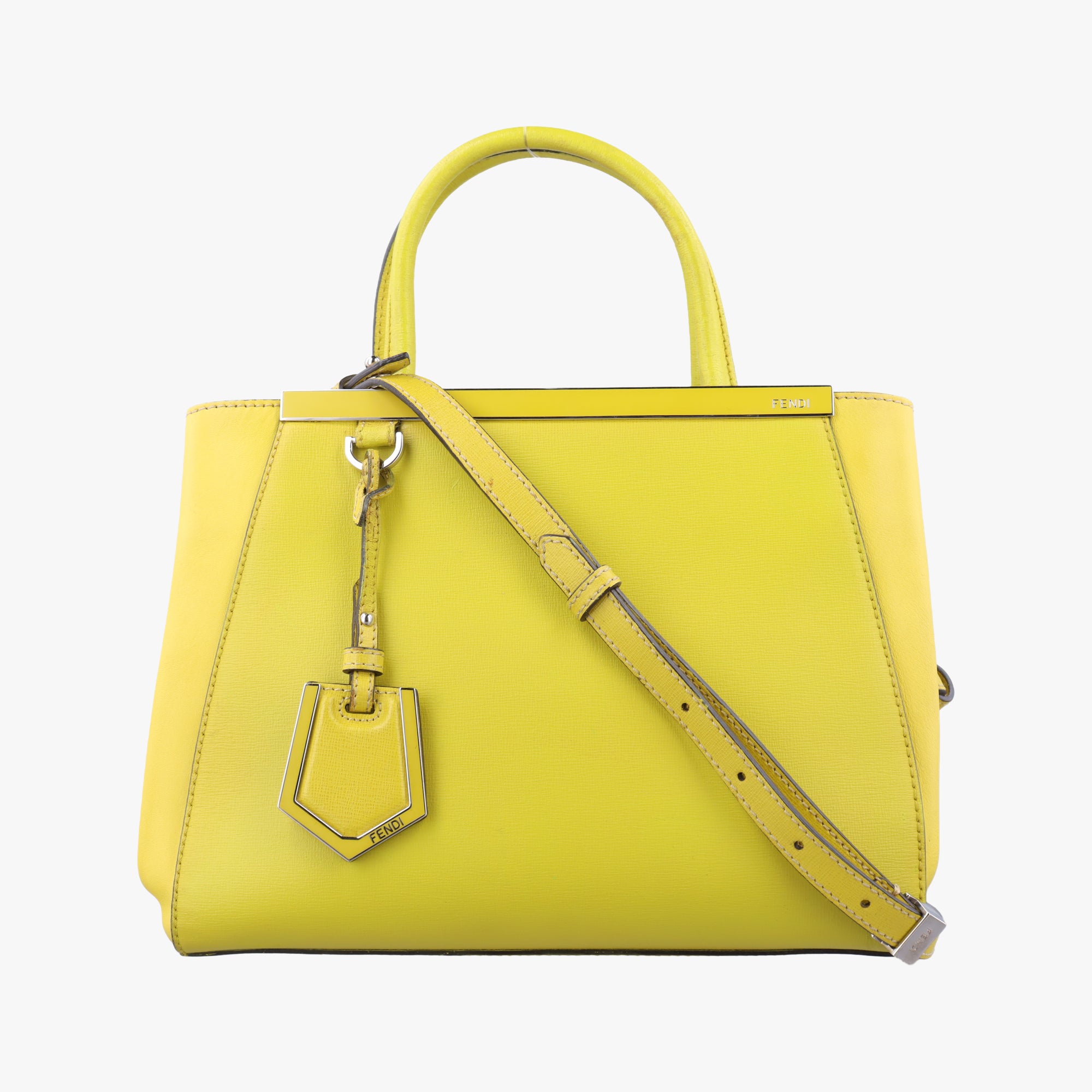 Pre-owned Fendi Petite 2 JOURS Yellow Leather 8BH258 shoulderbag | stylenewstar