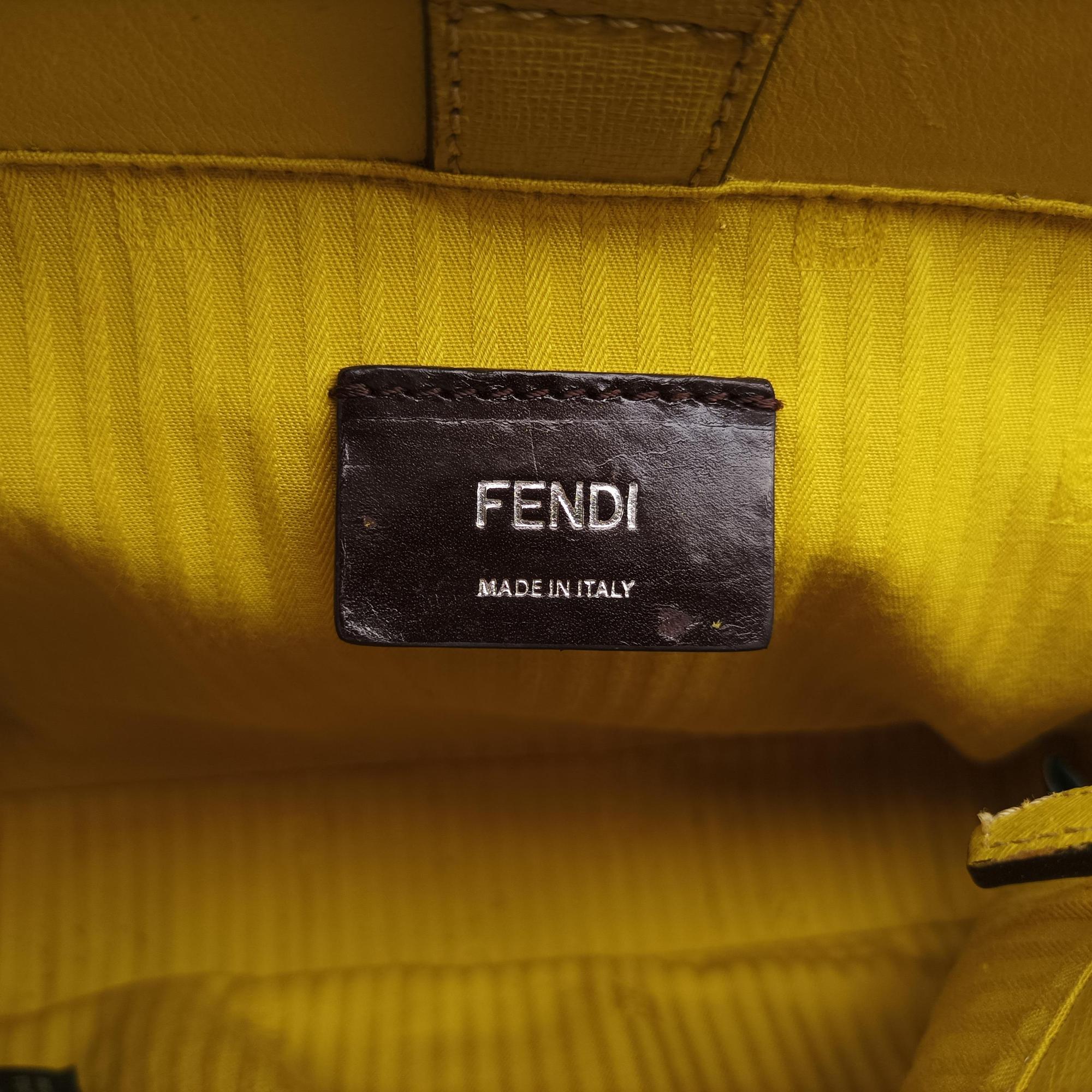 Pre-owned Fendi Petite 2 JOURS Yellow Leather 8BH258 shoulderbag | stylenewstar