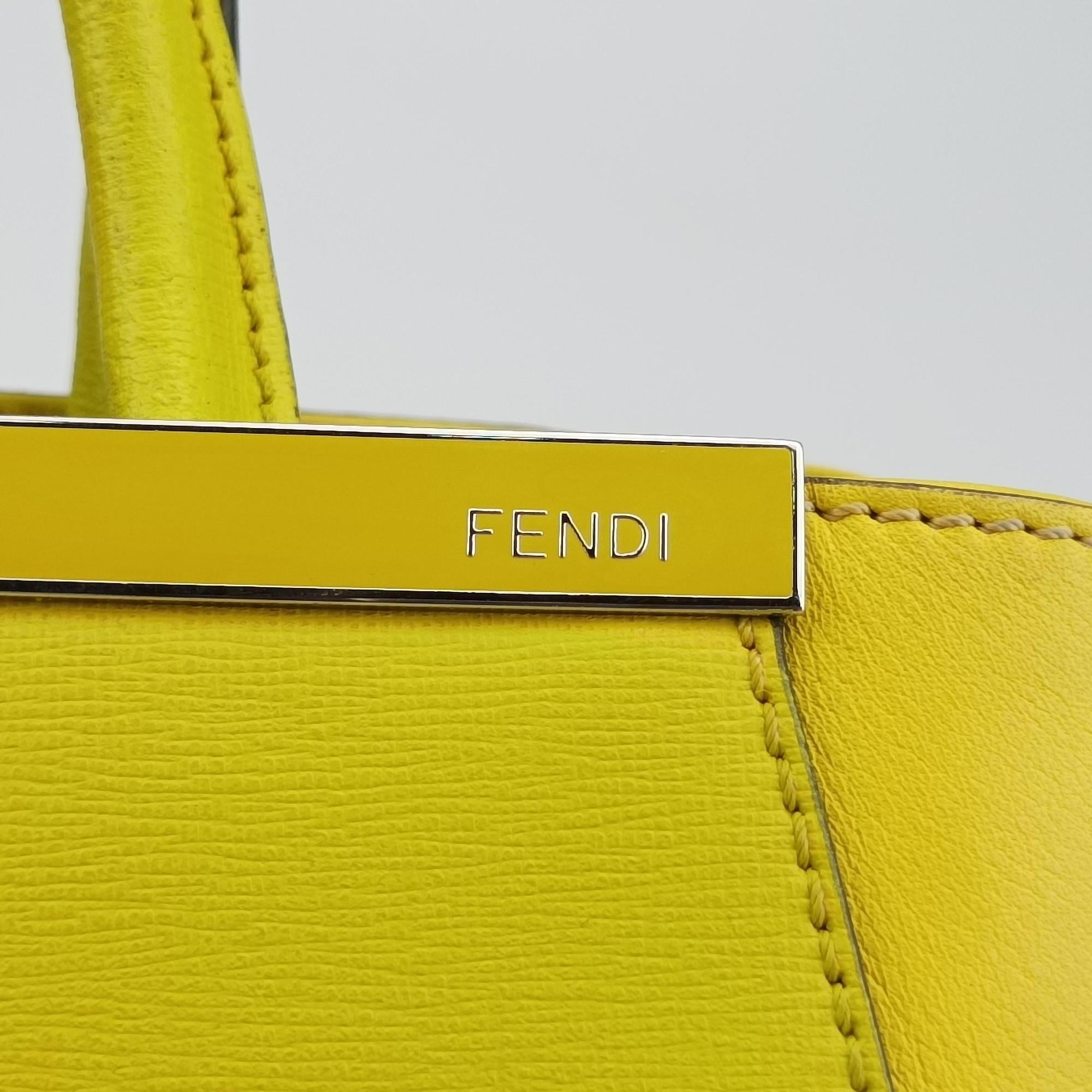 Pre-owned Fendi Petite 2 JOURS Yellow Leather 8BH258 shoulderbag | stylenewstar