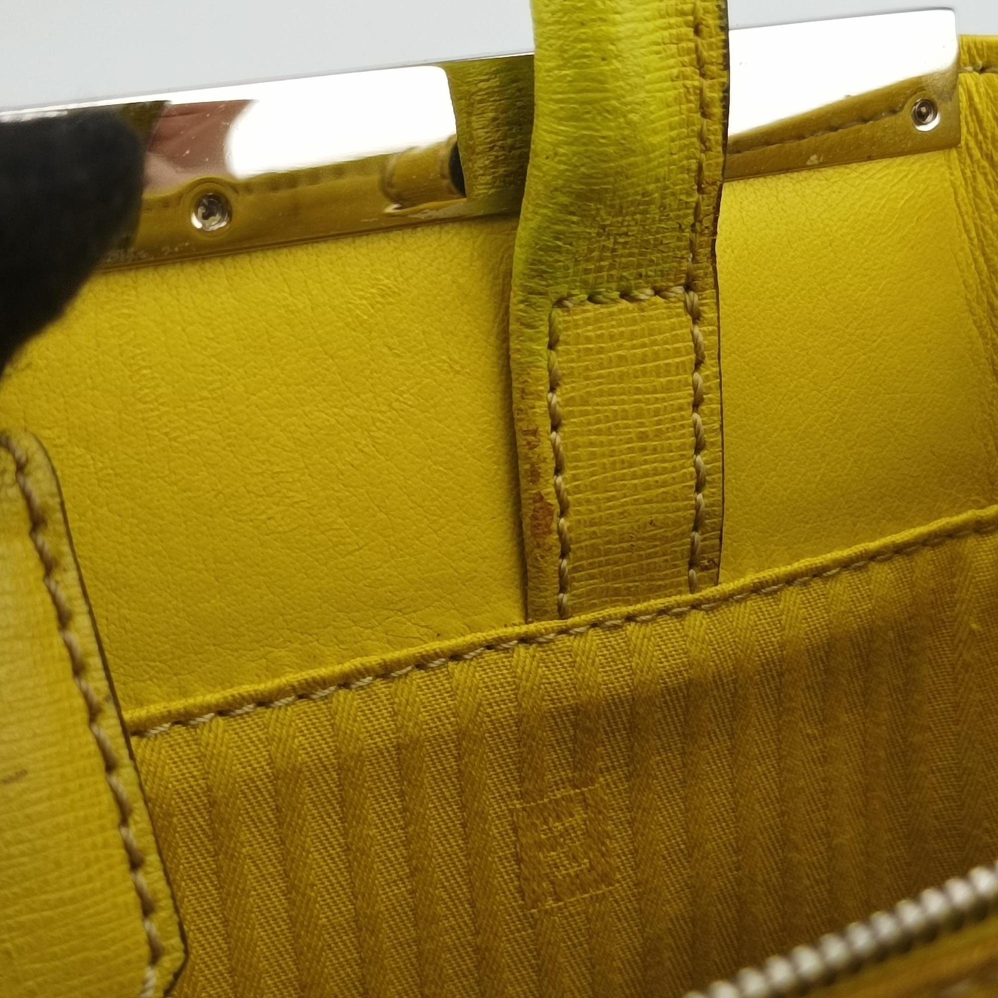 Pre-owned Fendi Petite 2 JOURS Yellow Leather 8BH258 shoulderbag | stylenewstar