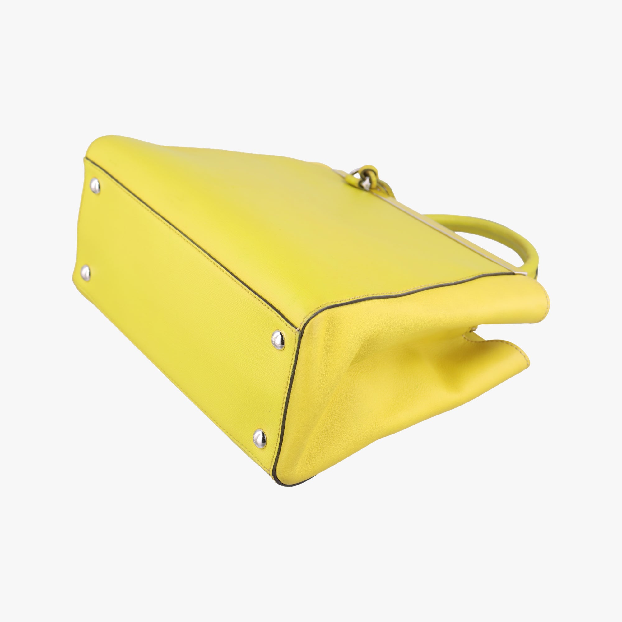 Pre-owned Fendi Petite 2 JOURS Yellow Leather 8BH258 shoulderbag | stylenewstar