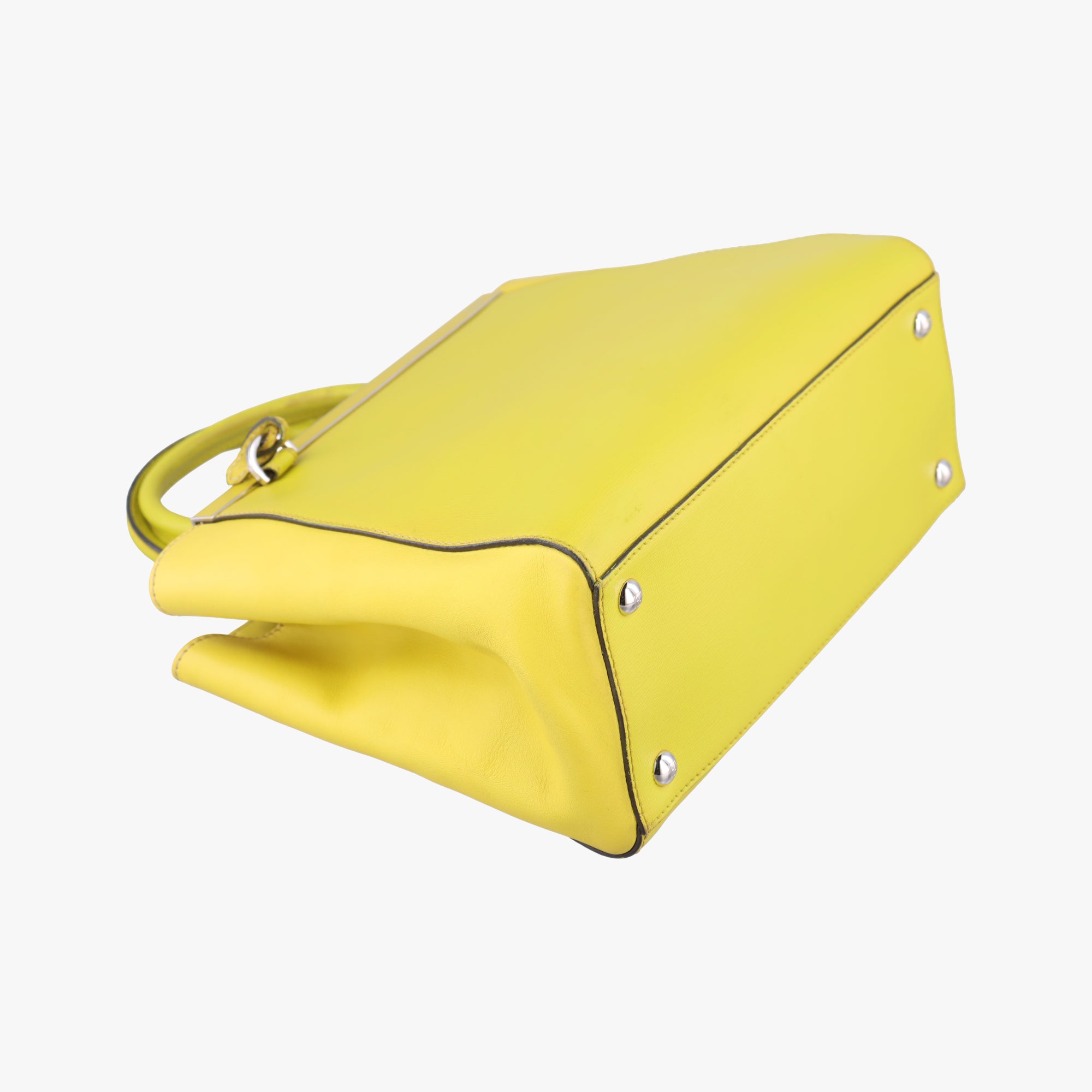 Pre-owned Fendi Petite 2 JOURS Yellow Leather 8BH258 shoulderbag | stylenewstar