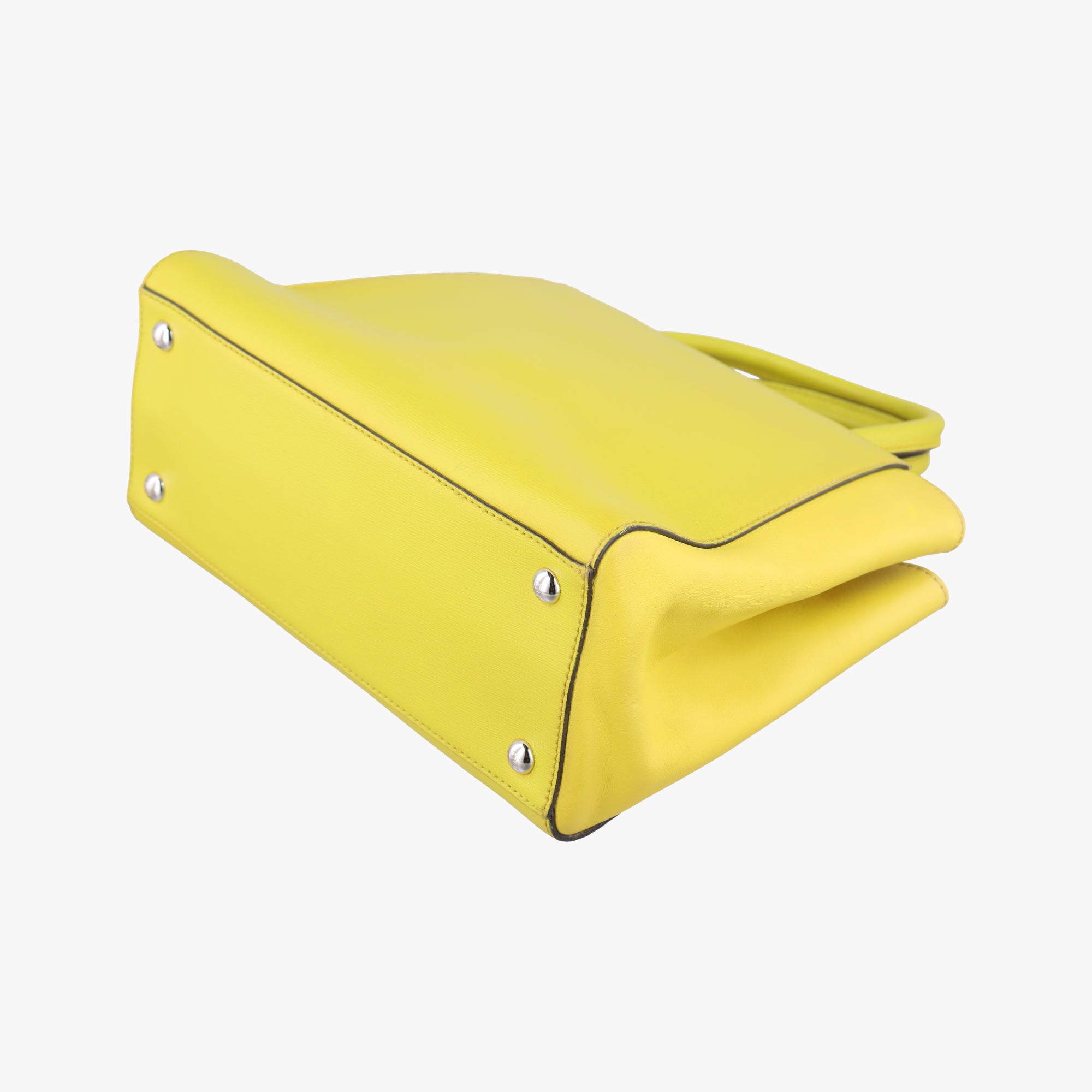 Pre-owned Fendi Petite 2 JOURS Yellow Leather 8BH258 shoulderbag | stylenewstar