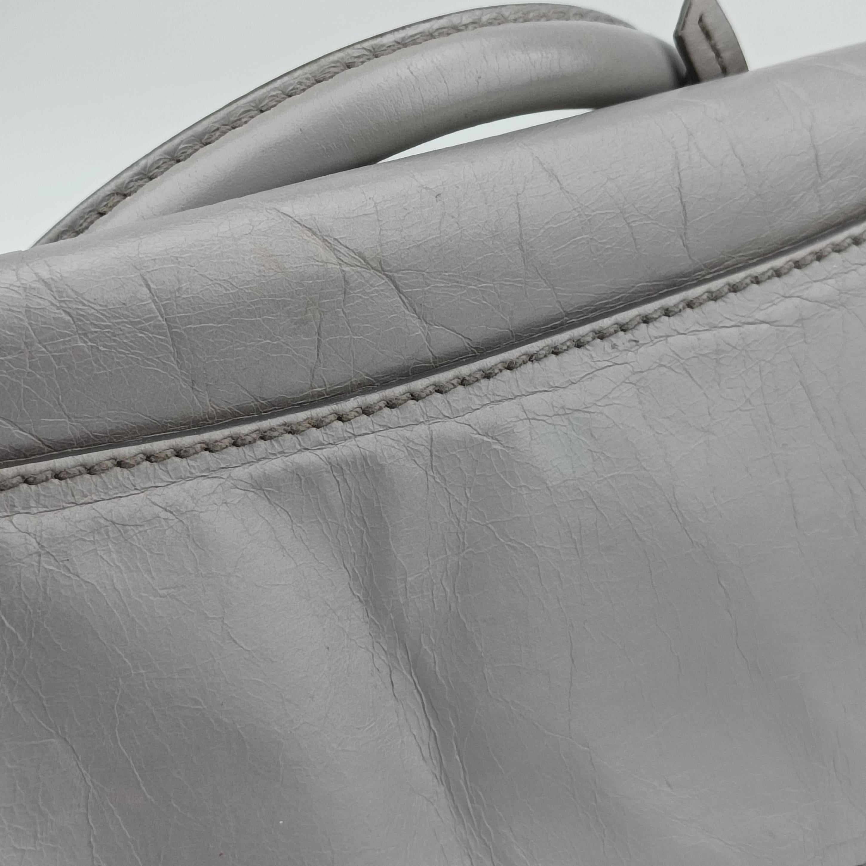 Pre-owned Miu Miu Shine Bauletto Satchel Grey leather  shoulderbag | stylenewstar
