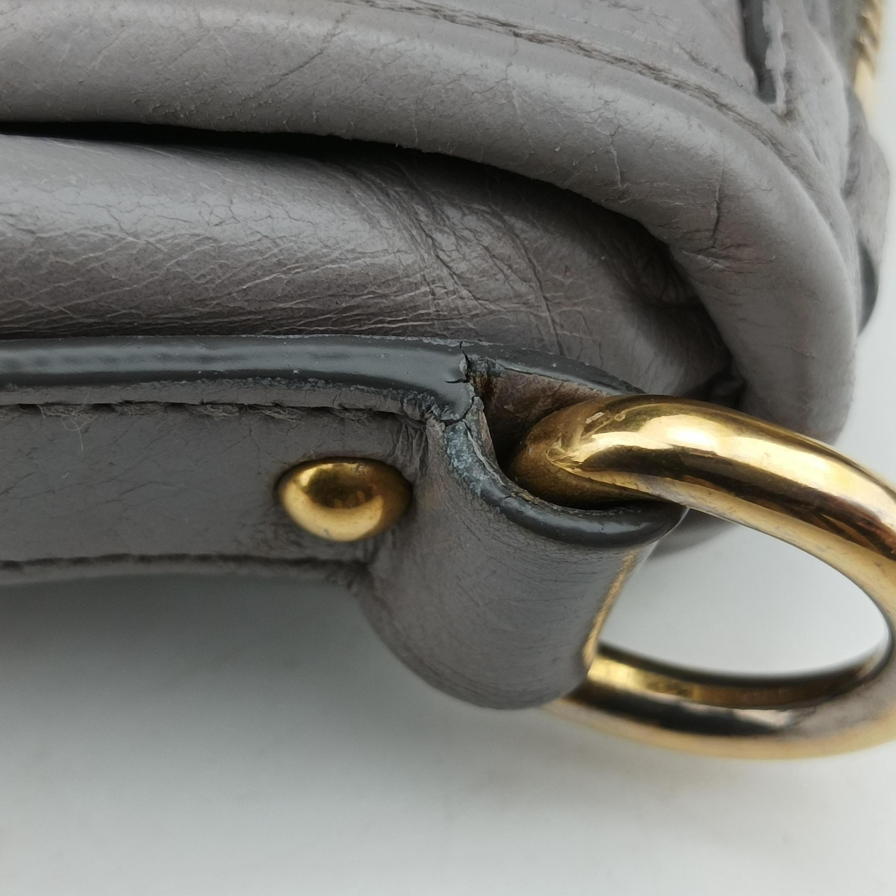 Pre-owned Miu Miu Shine Bauletto Satchel Grey leather  shoulderbag | stylenewstar