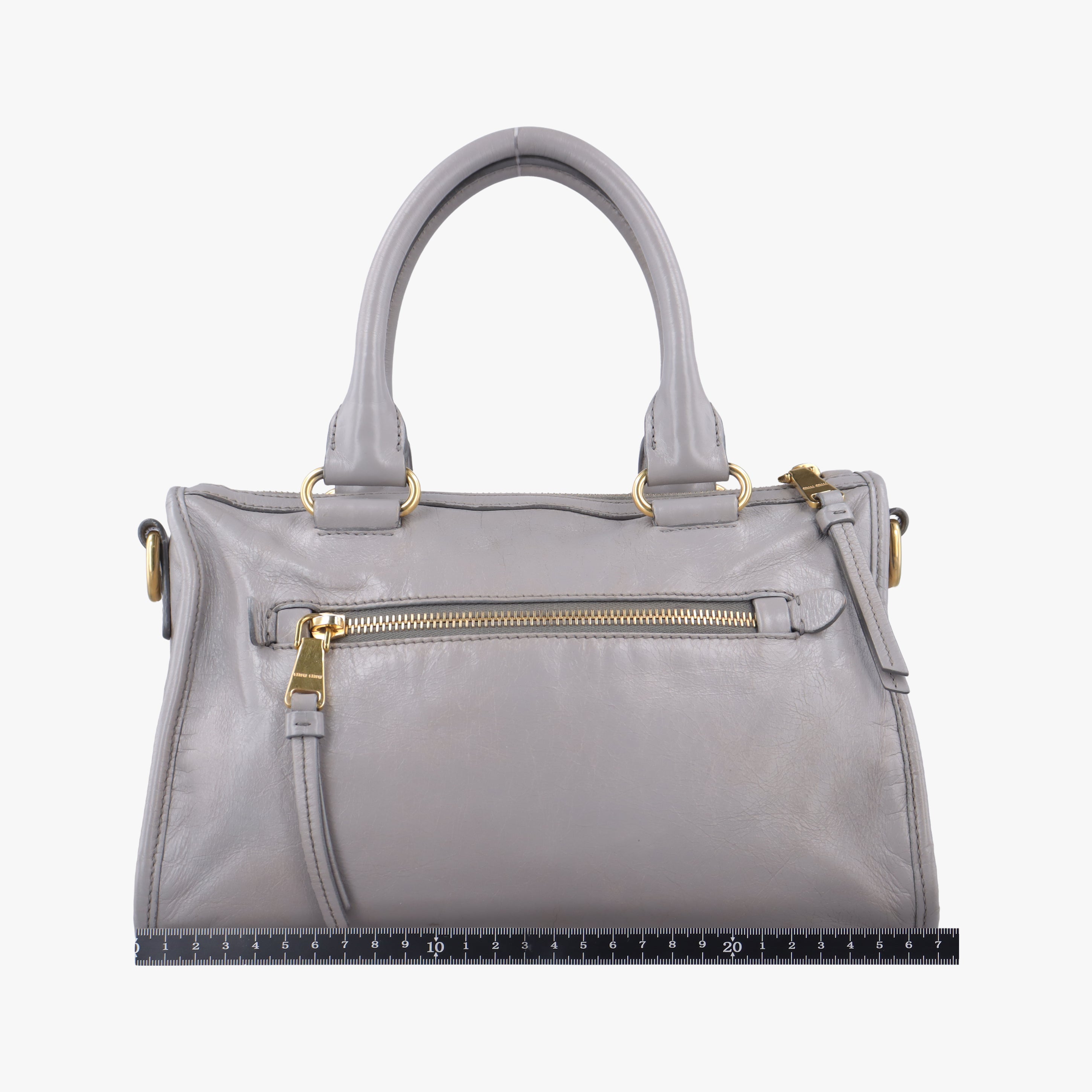 Pre-owned Miu Miu Shine Bauletto Satchel Grey leather  shoulderbag | stylenewstar