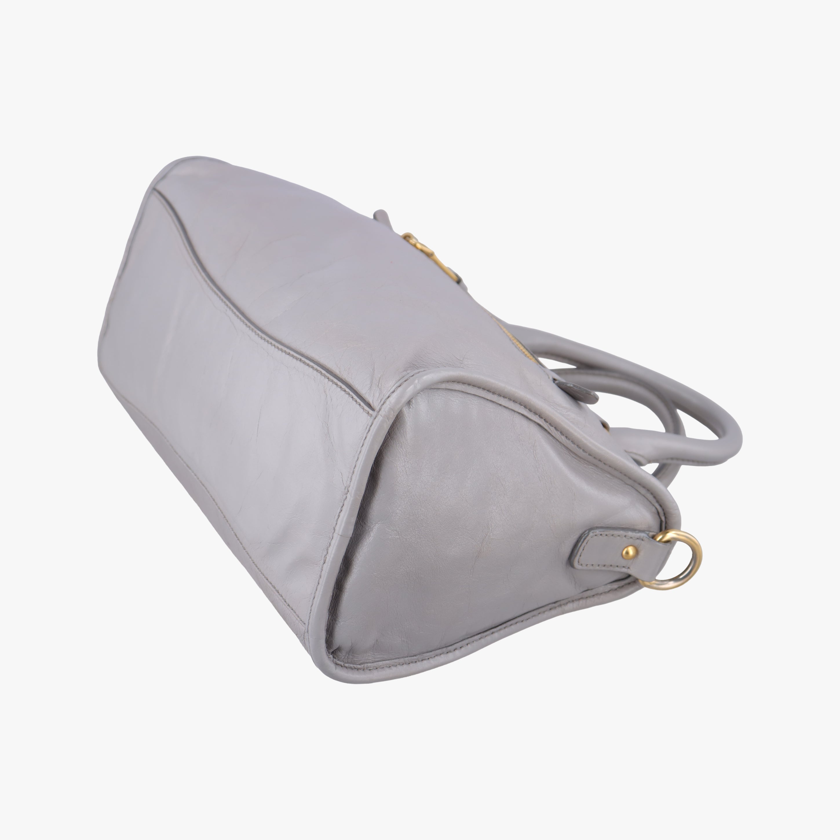 Pre-owned Miu Miu Shine Bauletto Satchel Grey leather  shoulderbag | stylenewstar