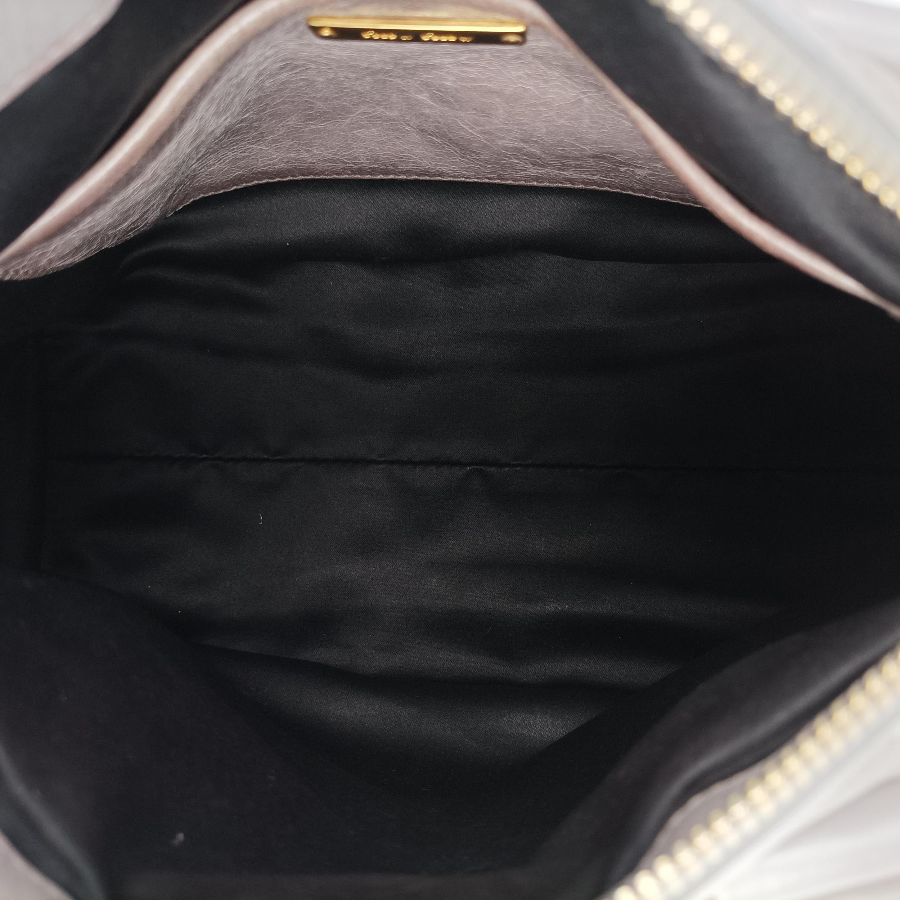 Pre-owned Miu Miu Shine Bauletto Satchel Grey leather  shoulderbag | stylenewstar