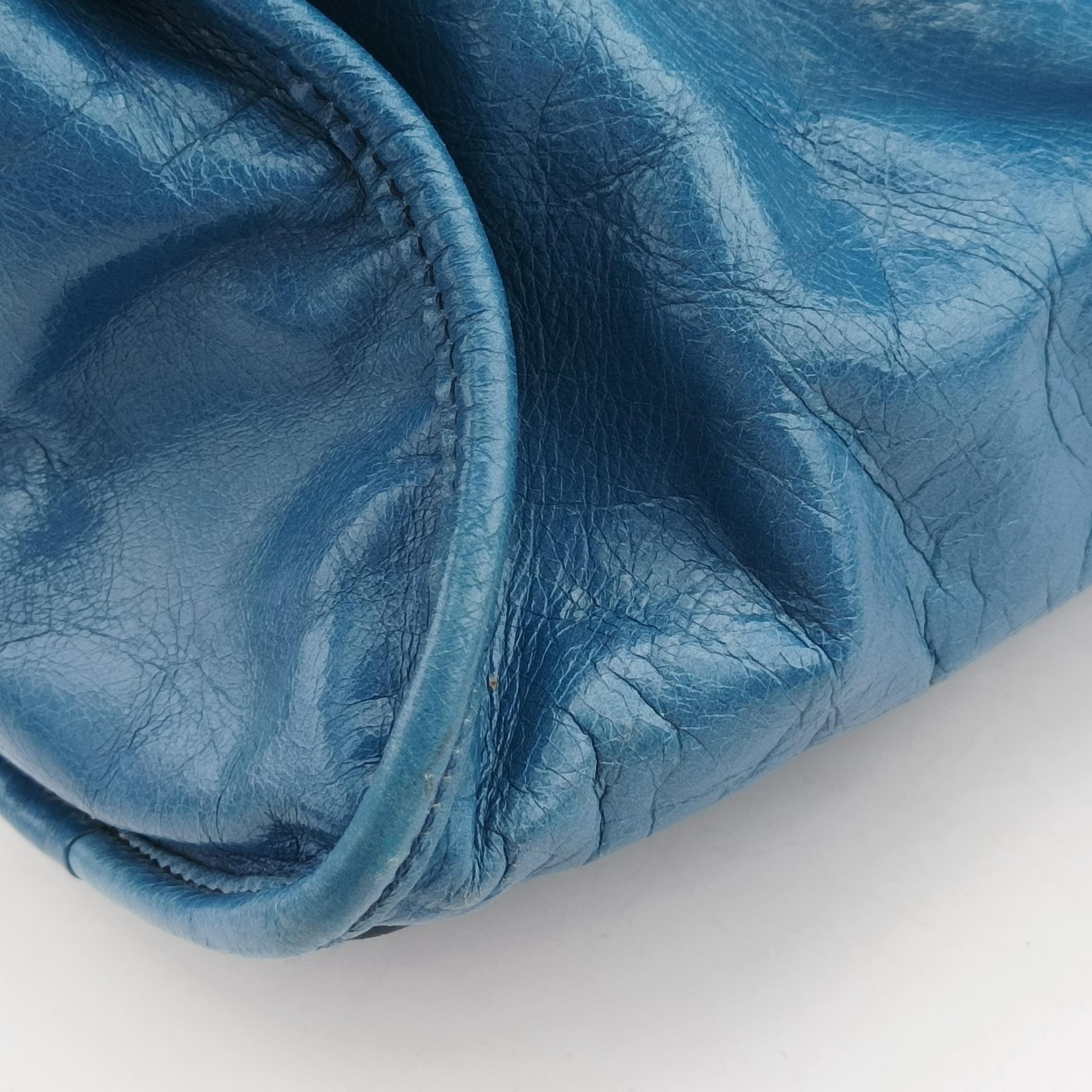 Pre-owned Miu Miu Vitello Blue leather  shoulderbag | stylenewstar