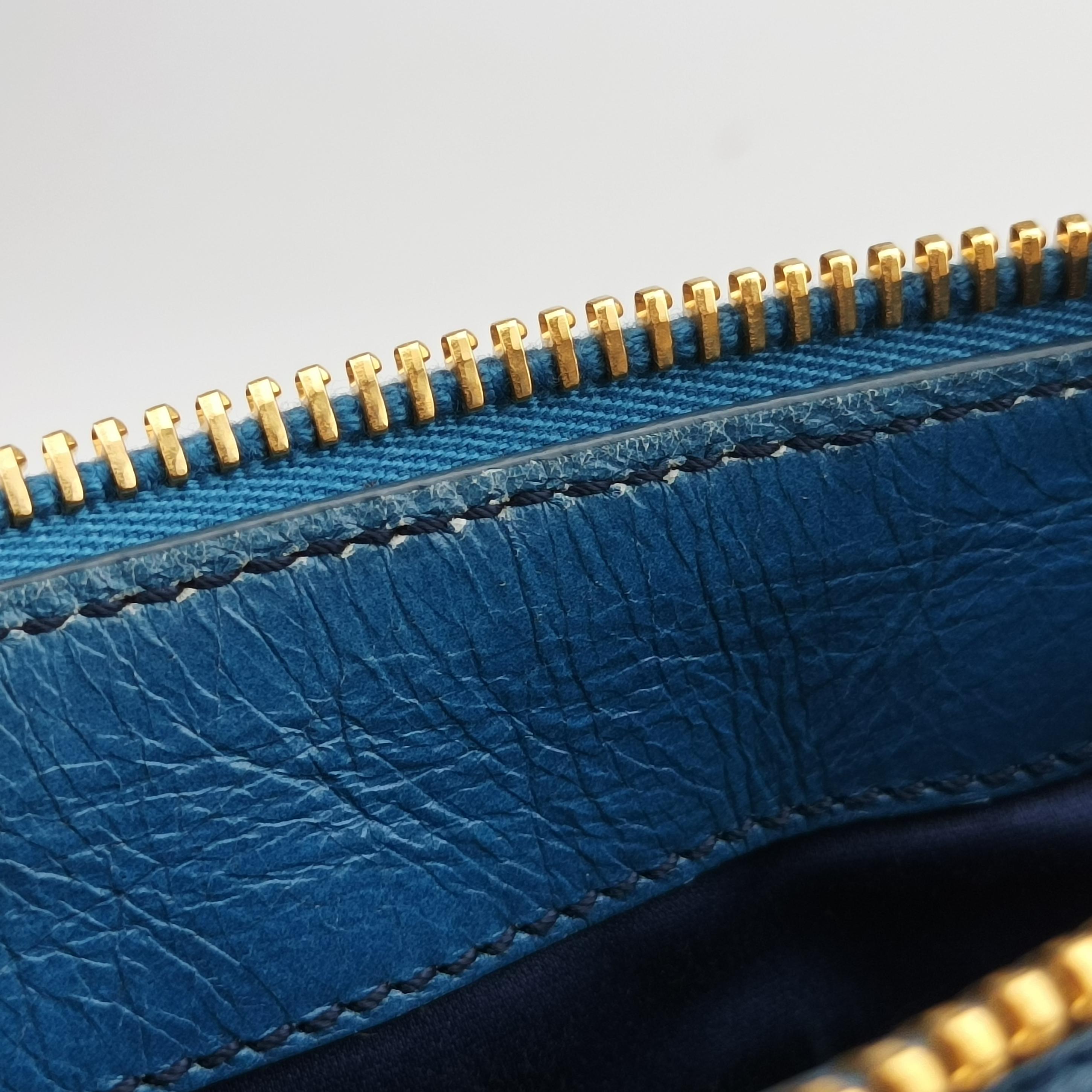 Pre-owned Miu Miu Vitello Blue leather  shoulderbag | stylenewstar