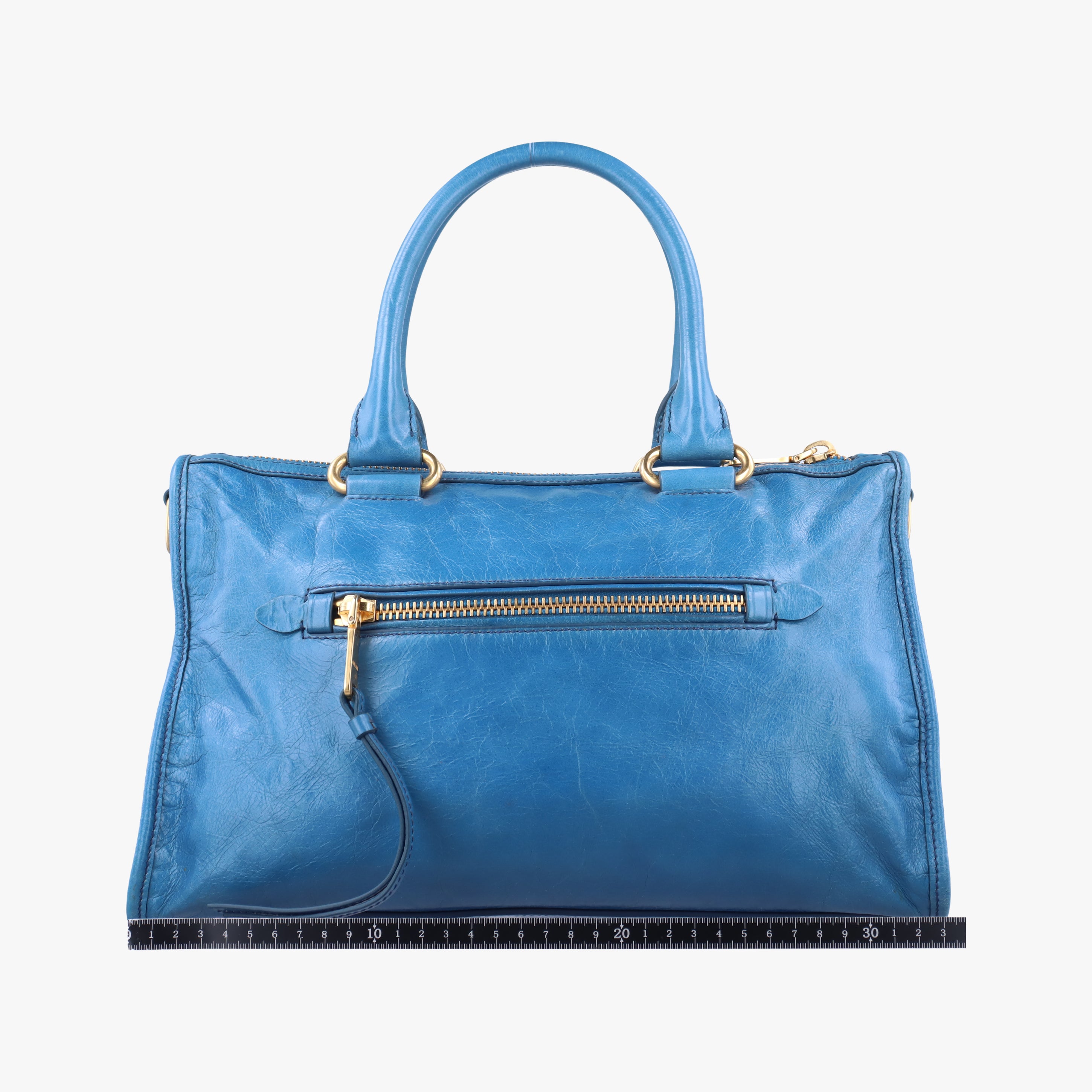 Pre-owned Miu Miu Vitello Blue leather  shoulderbag | stylenewstar
