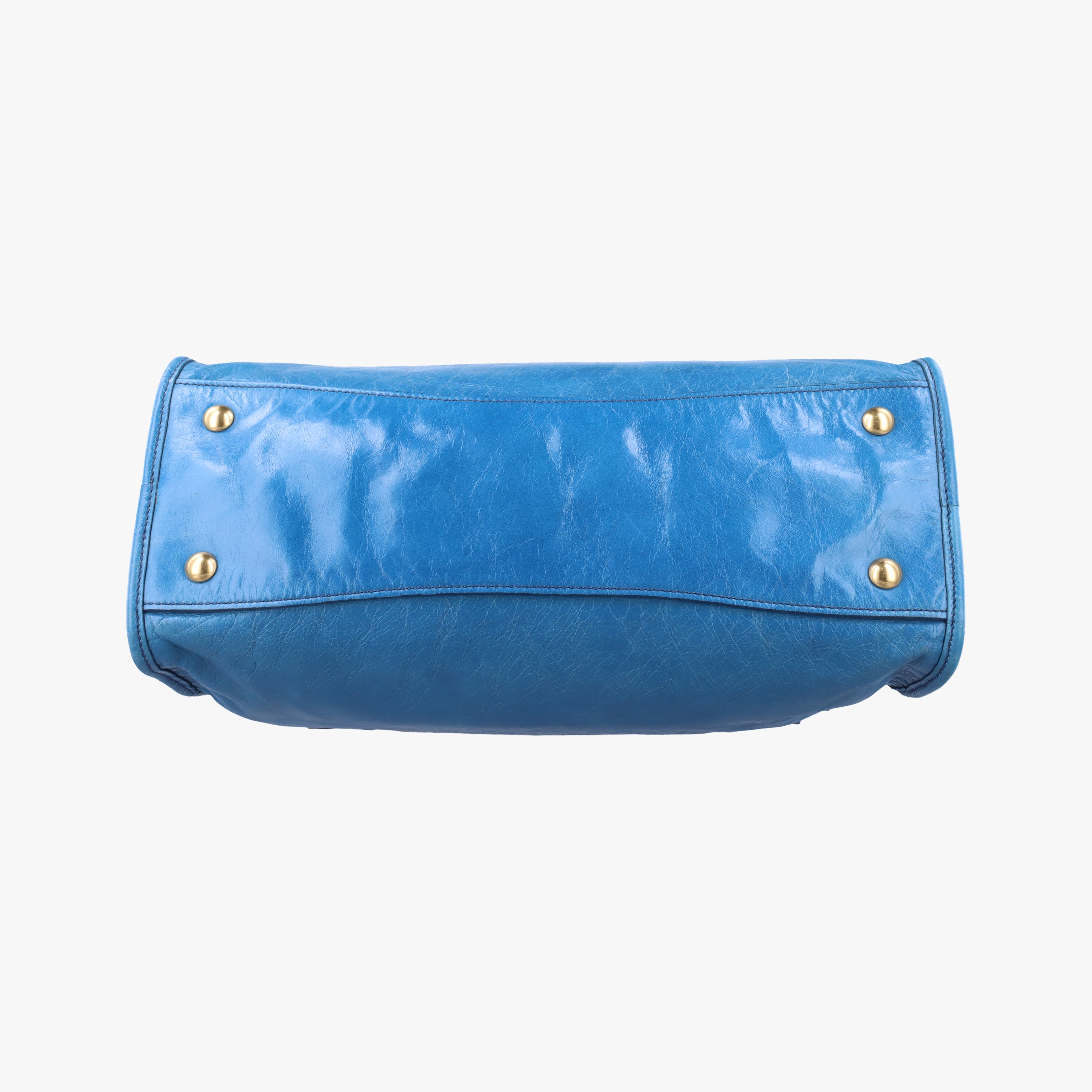 Pre-owned Miu Miu Vitello Blue leather  shoulderbag | stylenewstar