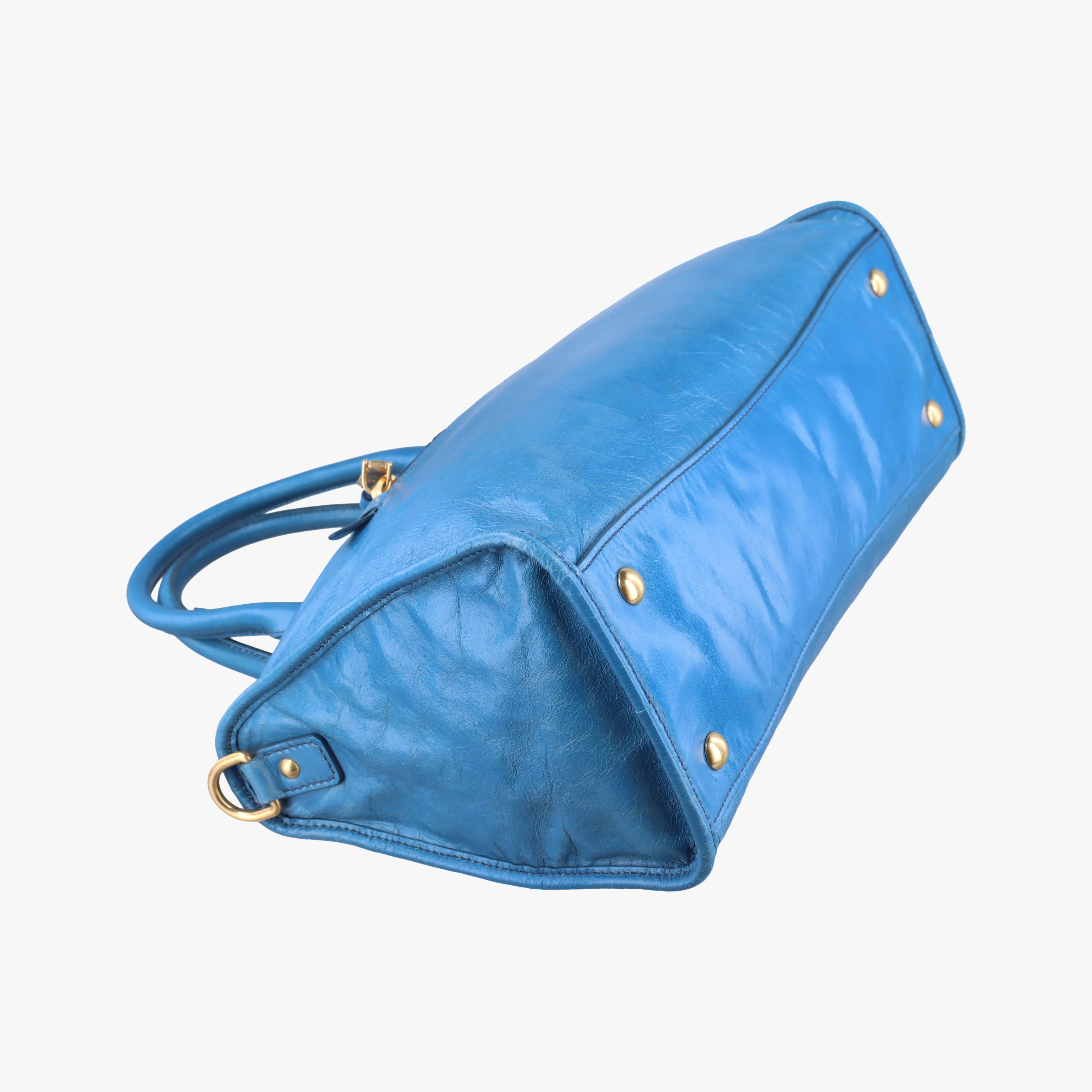 Pre-owned Miu Miu Vitello Blue leather  shoulderbag | stylenewstar