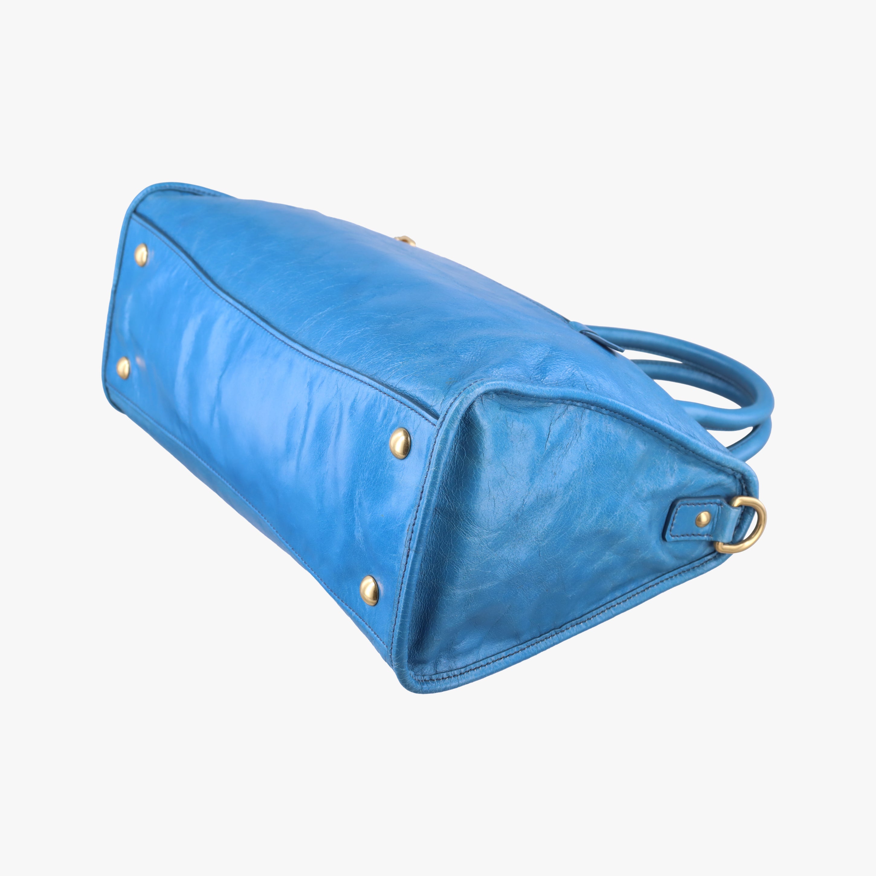 Pre-owned Miu Miu Vitello Blue leather  shoulderbag | stylenewstar