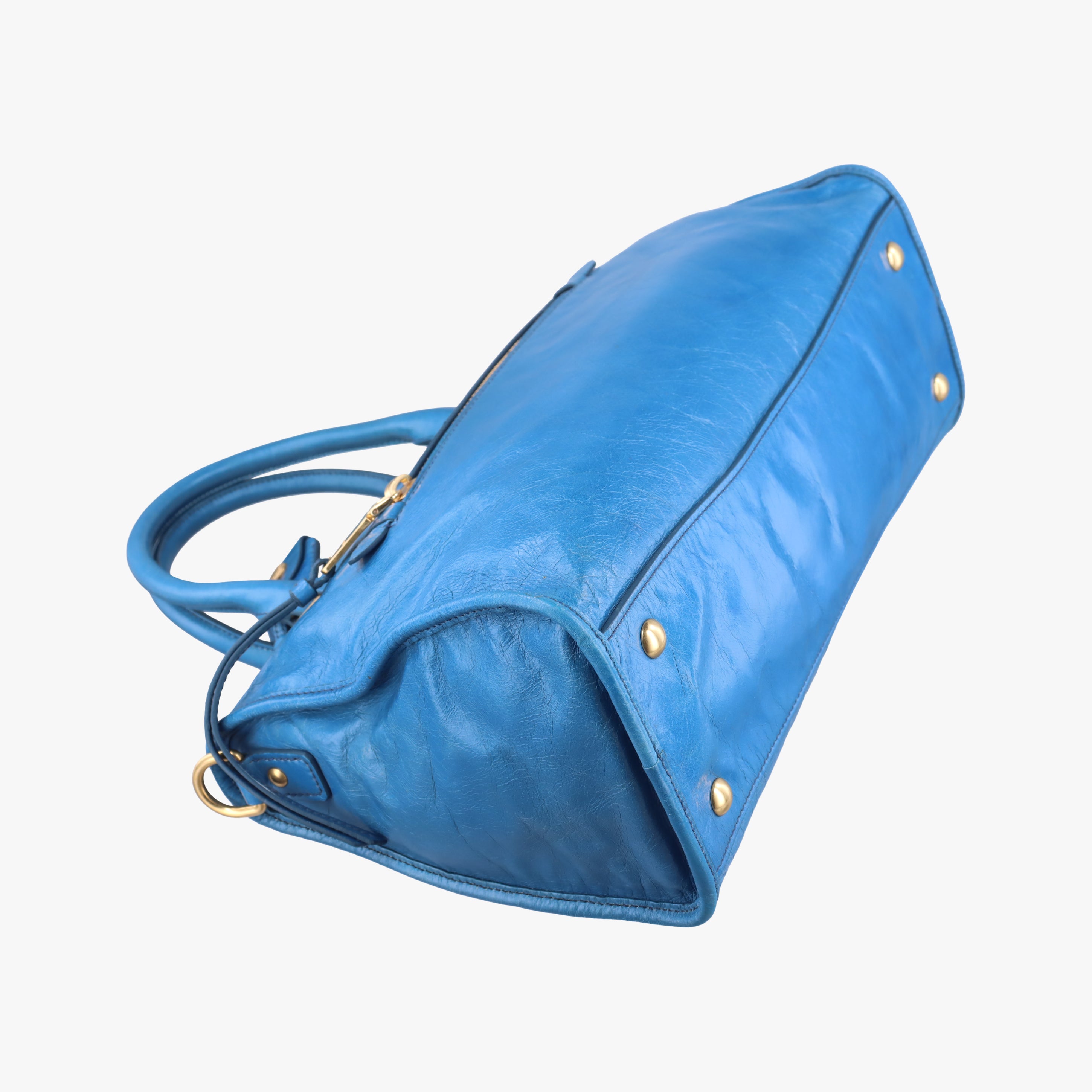 Pre-owned Miu Miu Vitello Blue leather  shoulderbag | stylenewstar