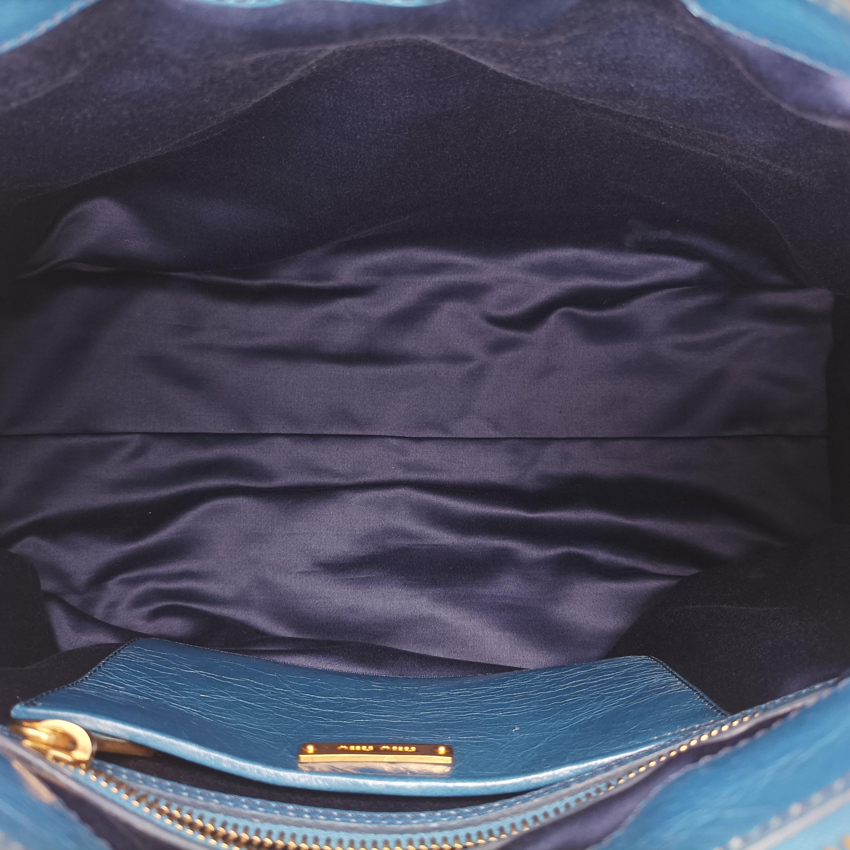 Pre-owned Miu Miu Vitello Blue leather  shoulderbag | stylenewstar