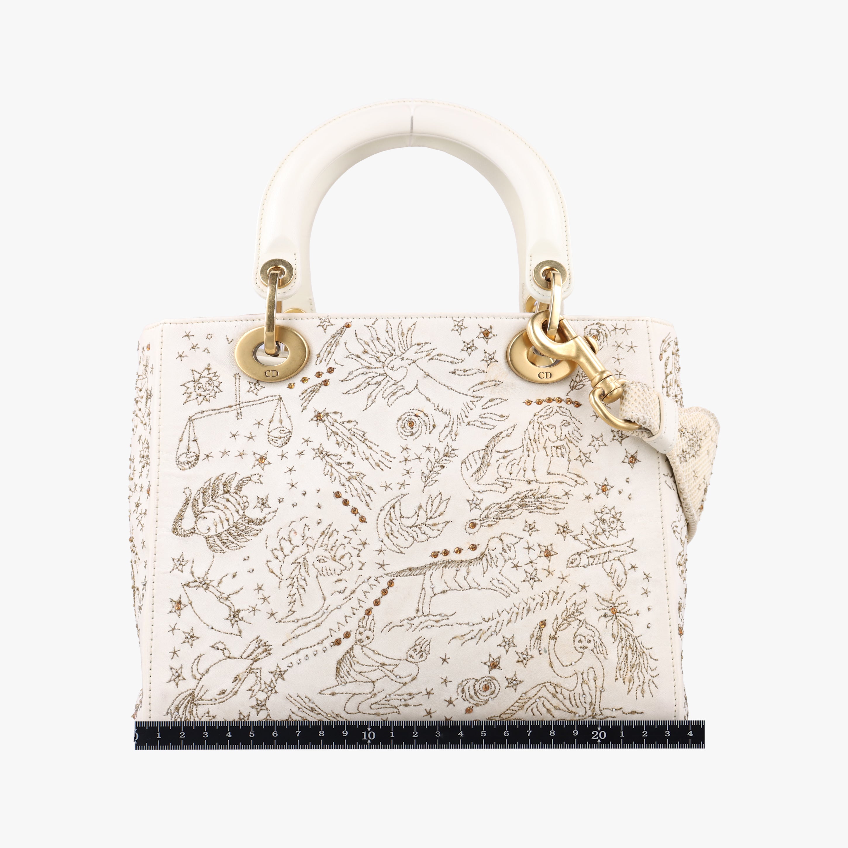 Pre-owned Christian Dior Lady Dior White lambskin  shoulderbag | stylenewstar