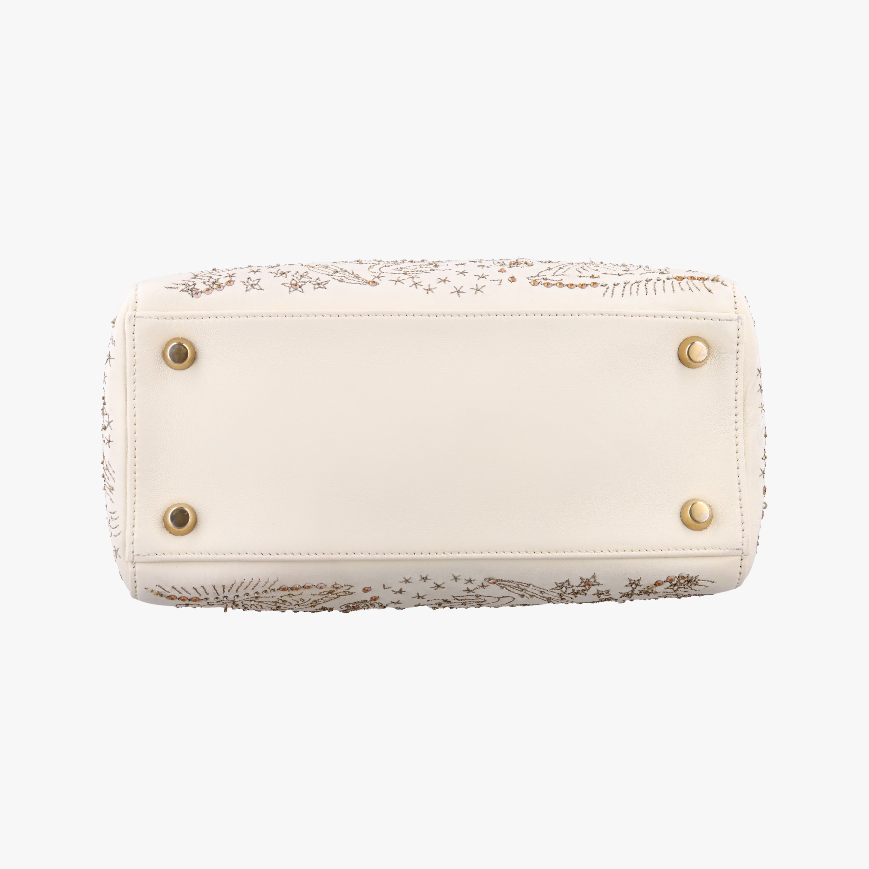 Pre-owned Christian Dior Lady Dior White lambskin  shoulderbag | stylenewstar