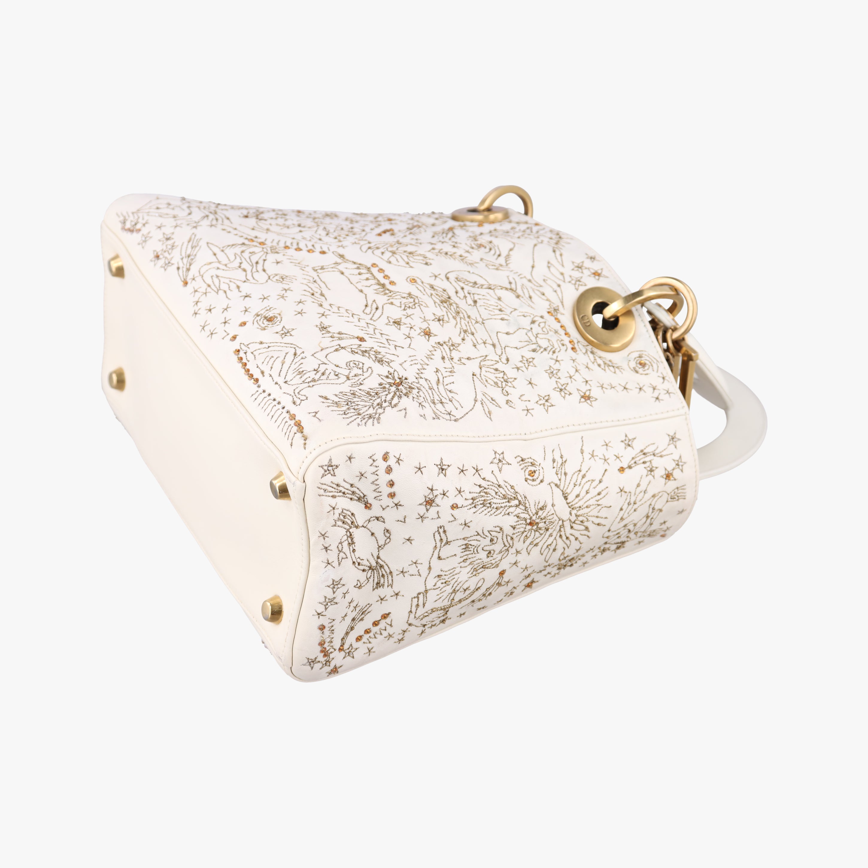 Pre-owned Christian Dior Lady Dior White lambskin  shoulderbag | stylenewstar