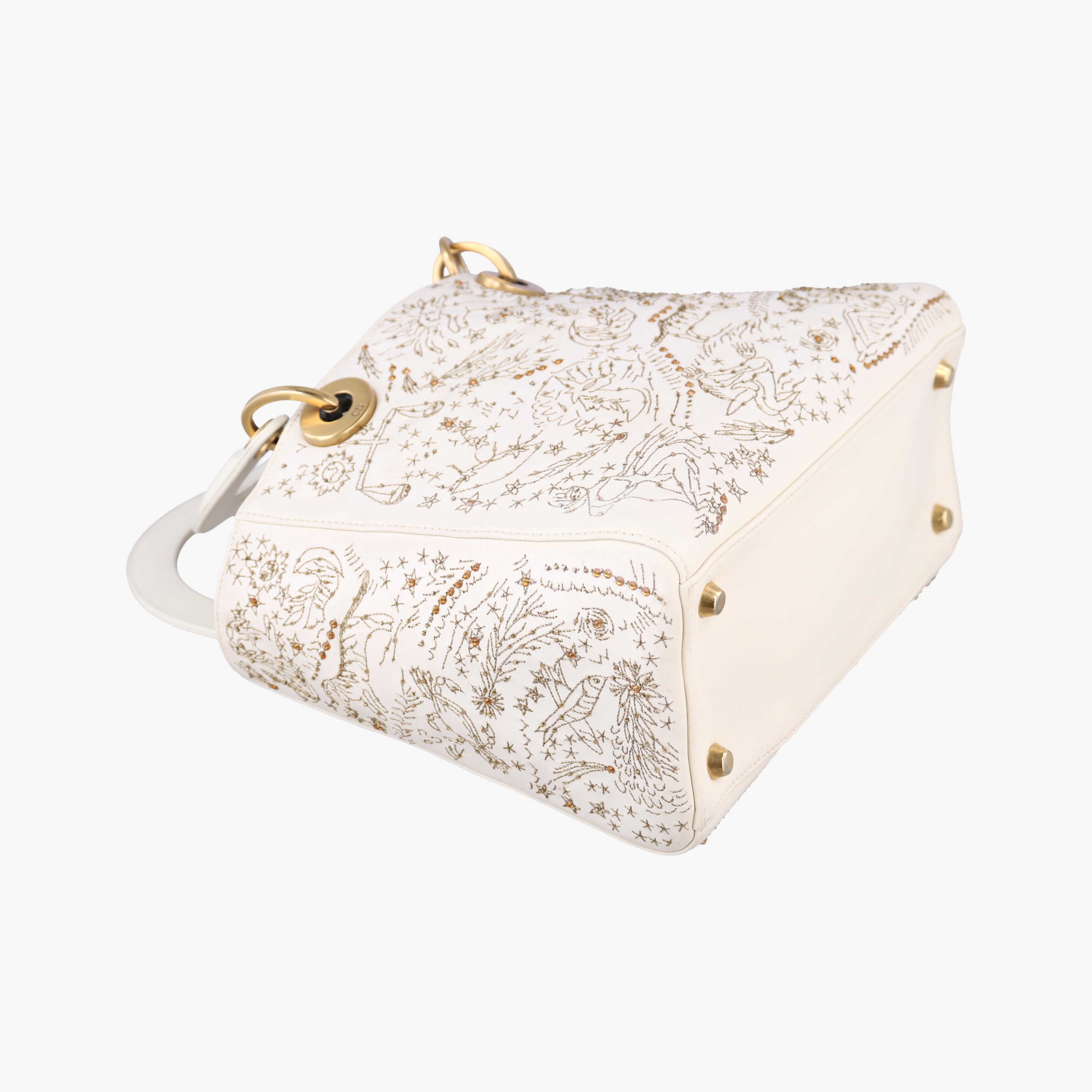 Pre-owned Christian Dior Lady Dior White lambskin  shoulderbag | stylenewstar