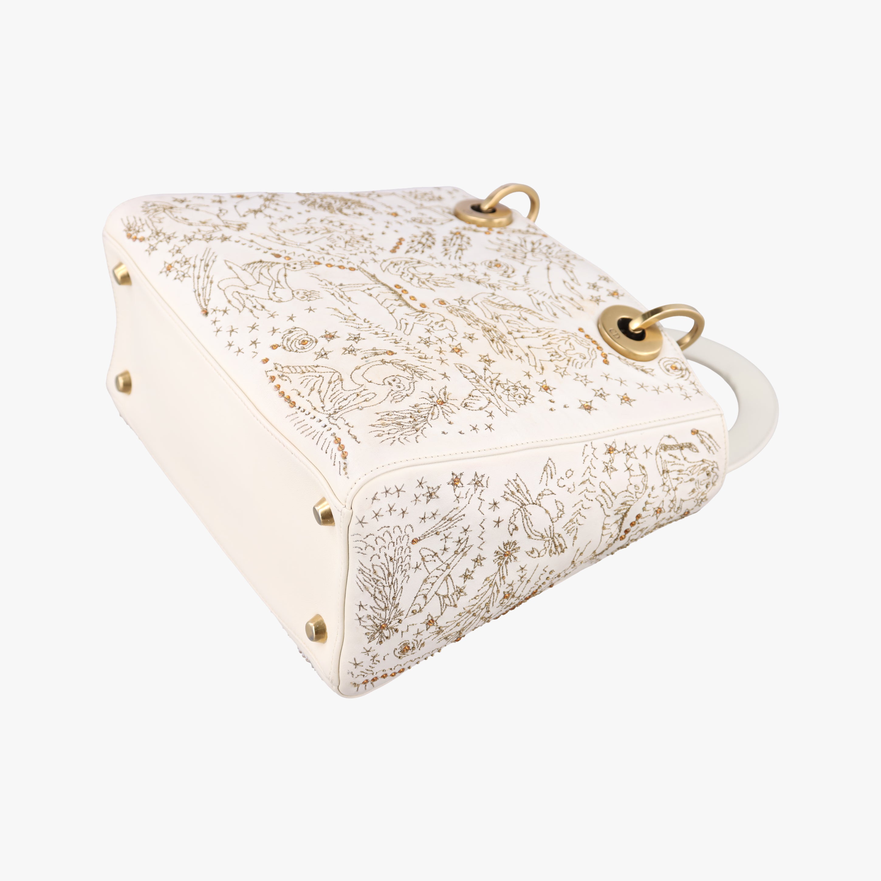 Pre-owned Christian Dior Lady Dior White lambskin  shoulderbag | stylenewstar