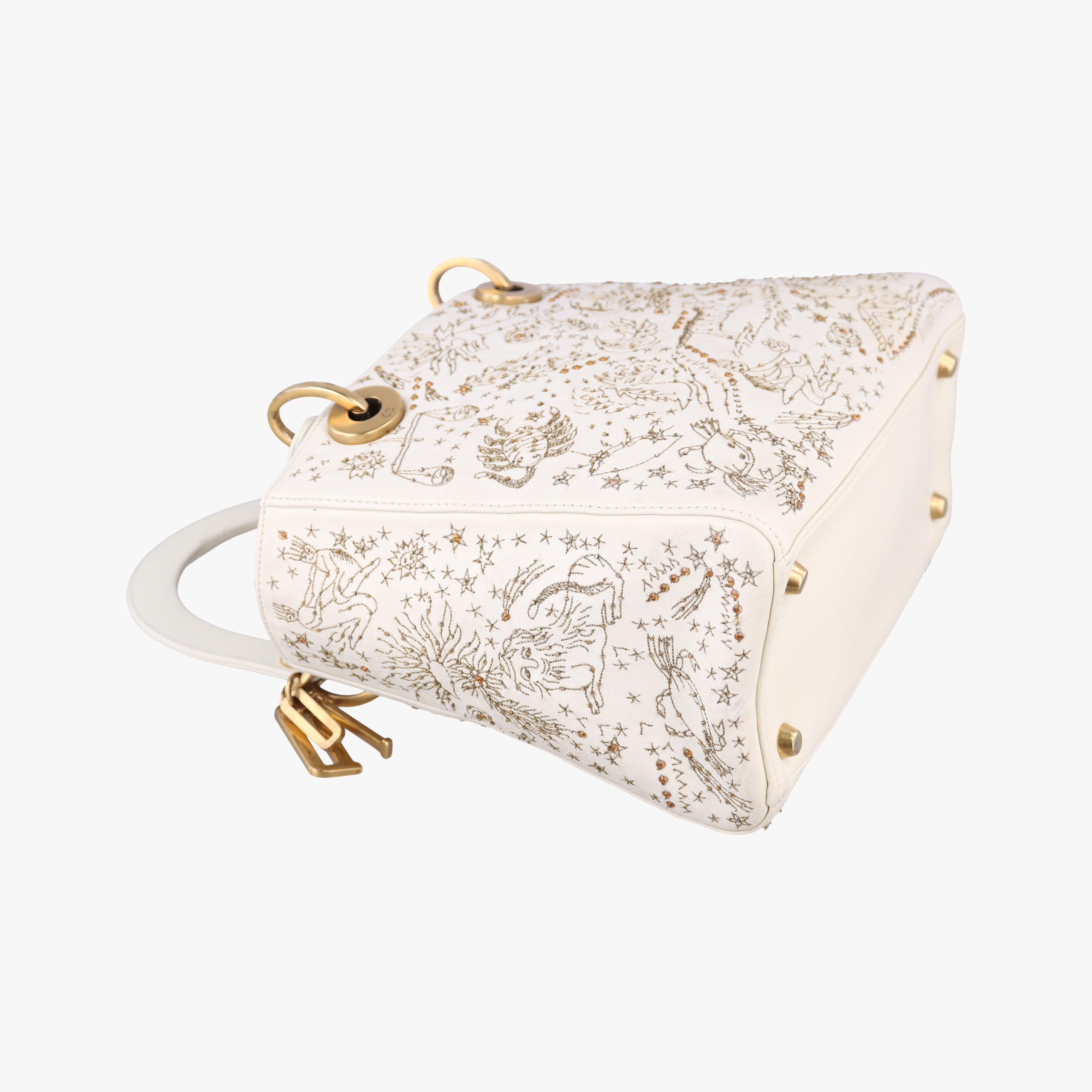 Pre-owned Christian Dior Lady Dior White lambskin  shoulderbag | stylenewstar