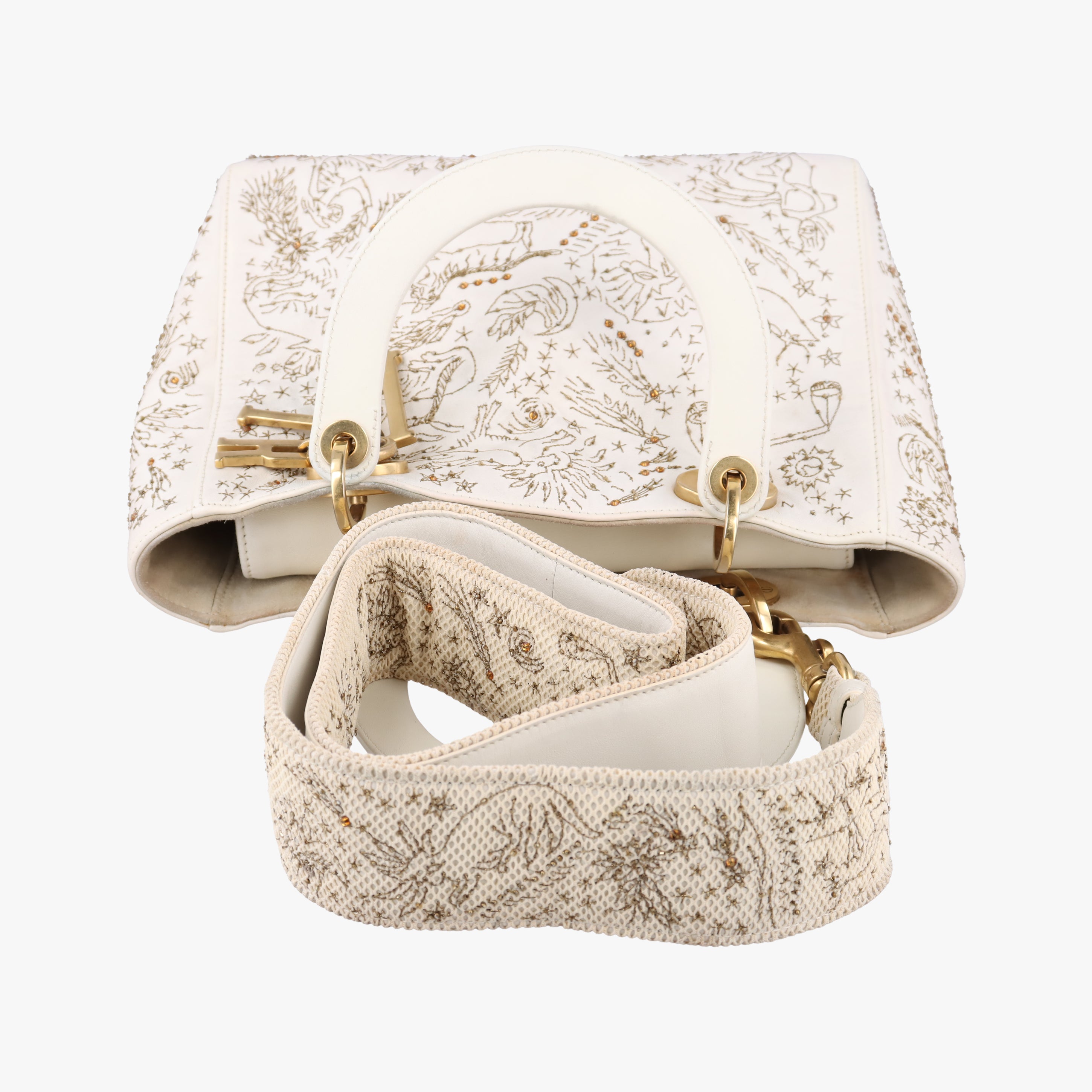 Pre-owned Christian Dior Lady Dior White lambskin  shoulderbag | stylenewstar