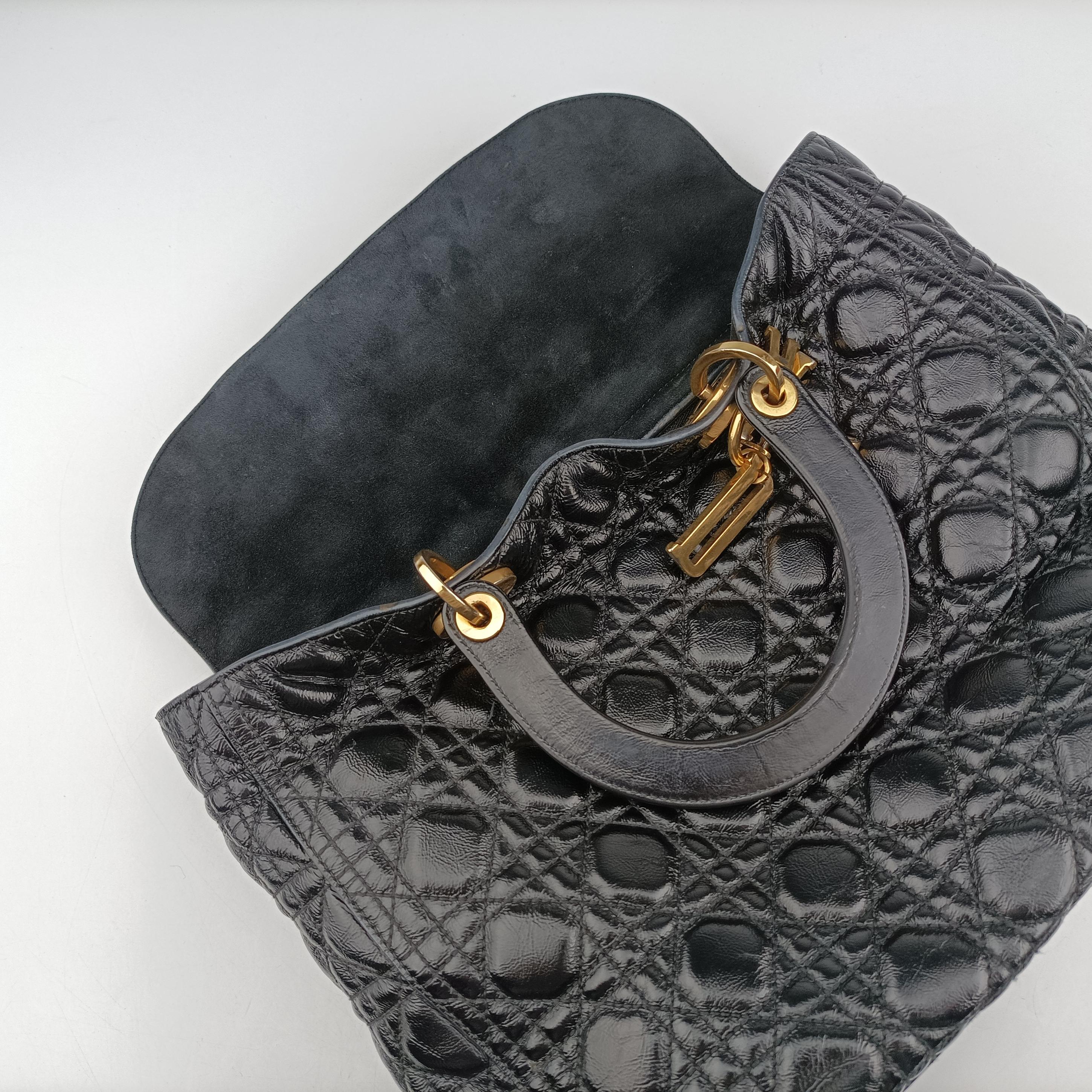 Vintage Christian Dior Lady Dior Black lambskin  shoulderbag | stylenewstar