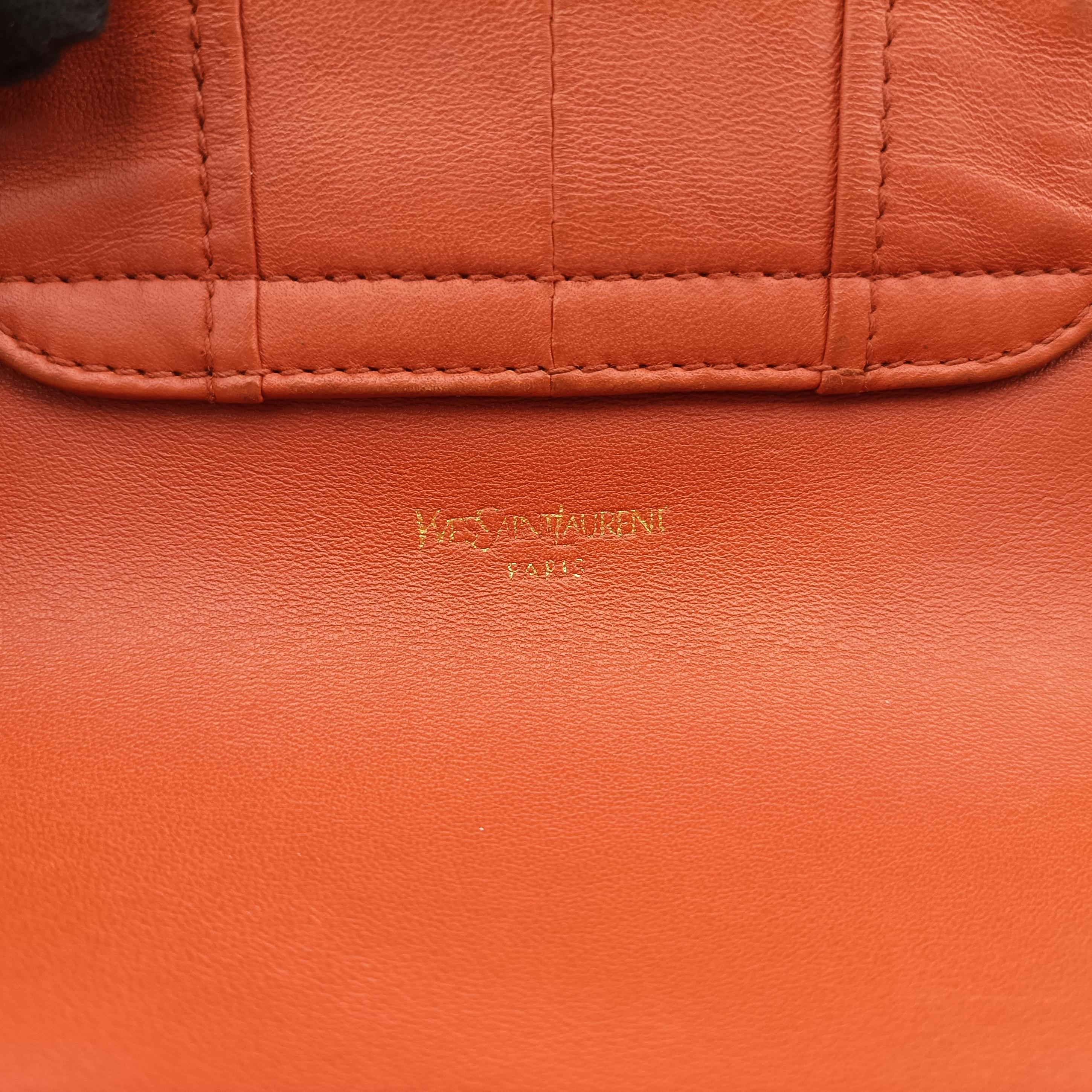 Pre-owned Yves Saint Laurent rivegauche Orange Leather 138957 shoulderbag | stylenewstar