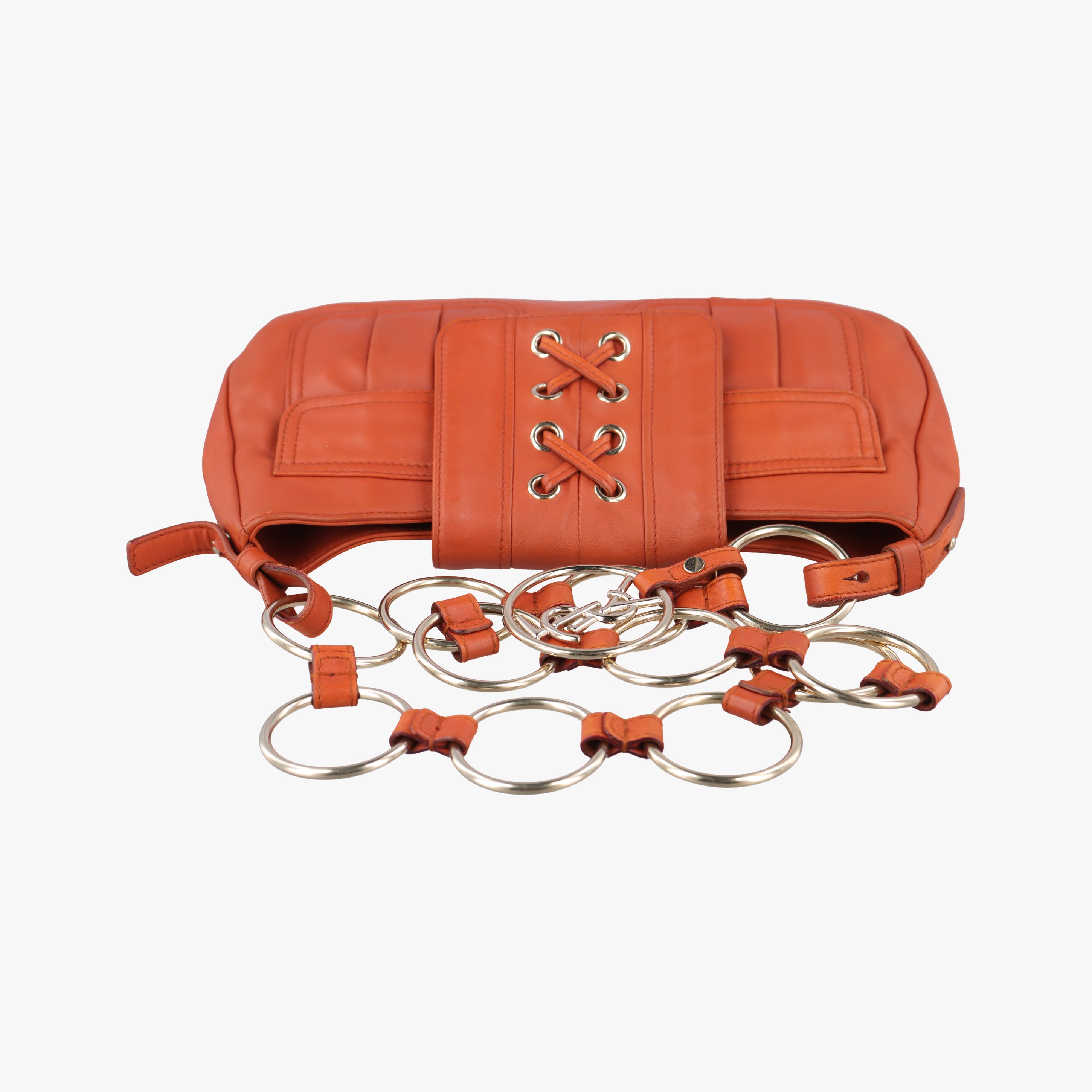 Pre-owned Yves Saint Laurent rivegauche Orange Leather 138957 shoulderbag | stylenewstar