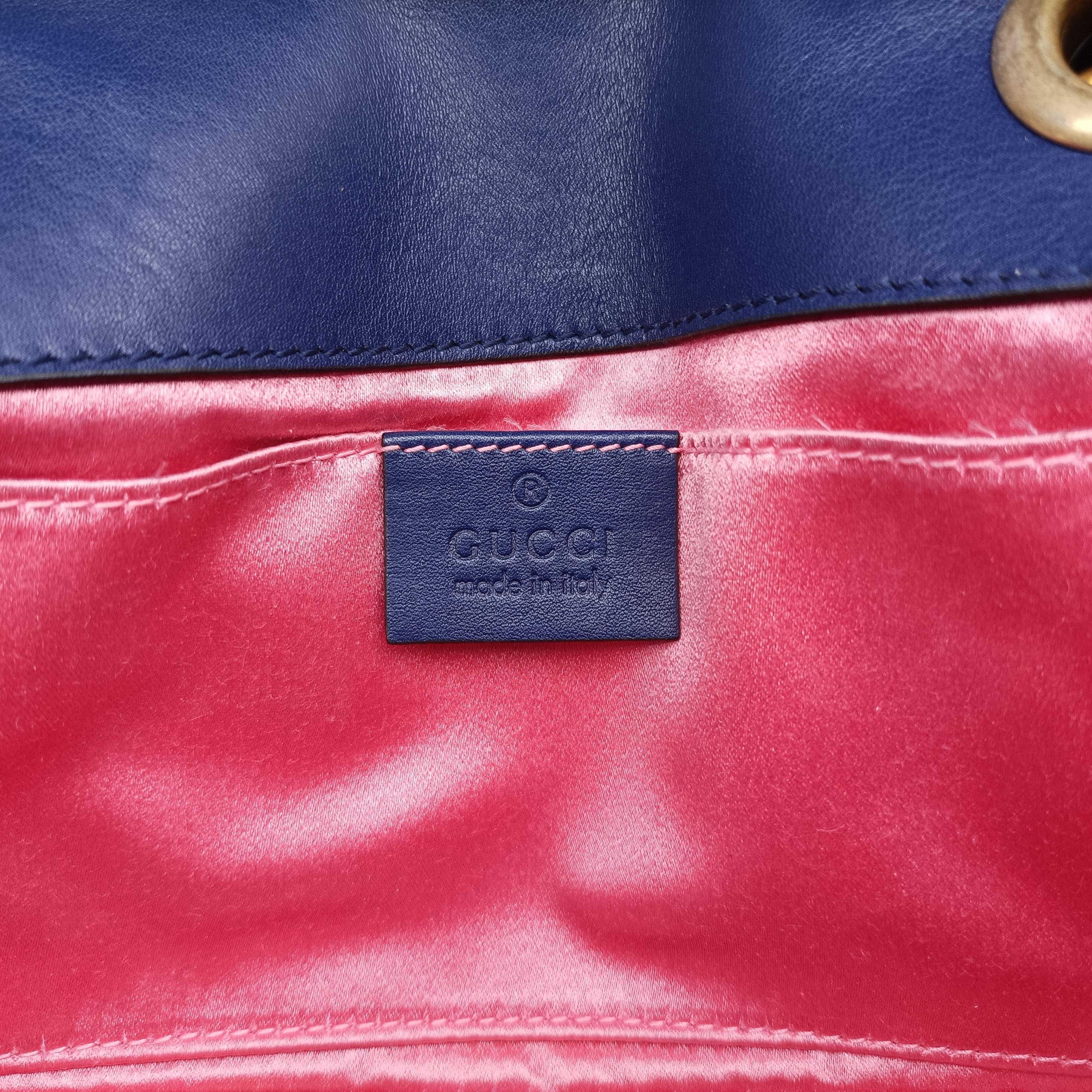 Vintage Gucci GG Marmont Blue velour 446744 shoulderbag | stylenewstar